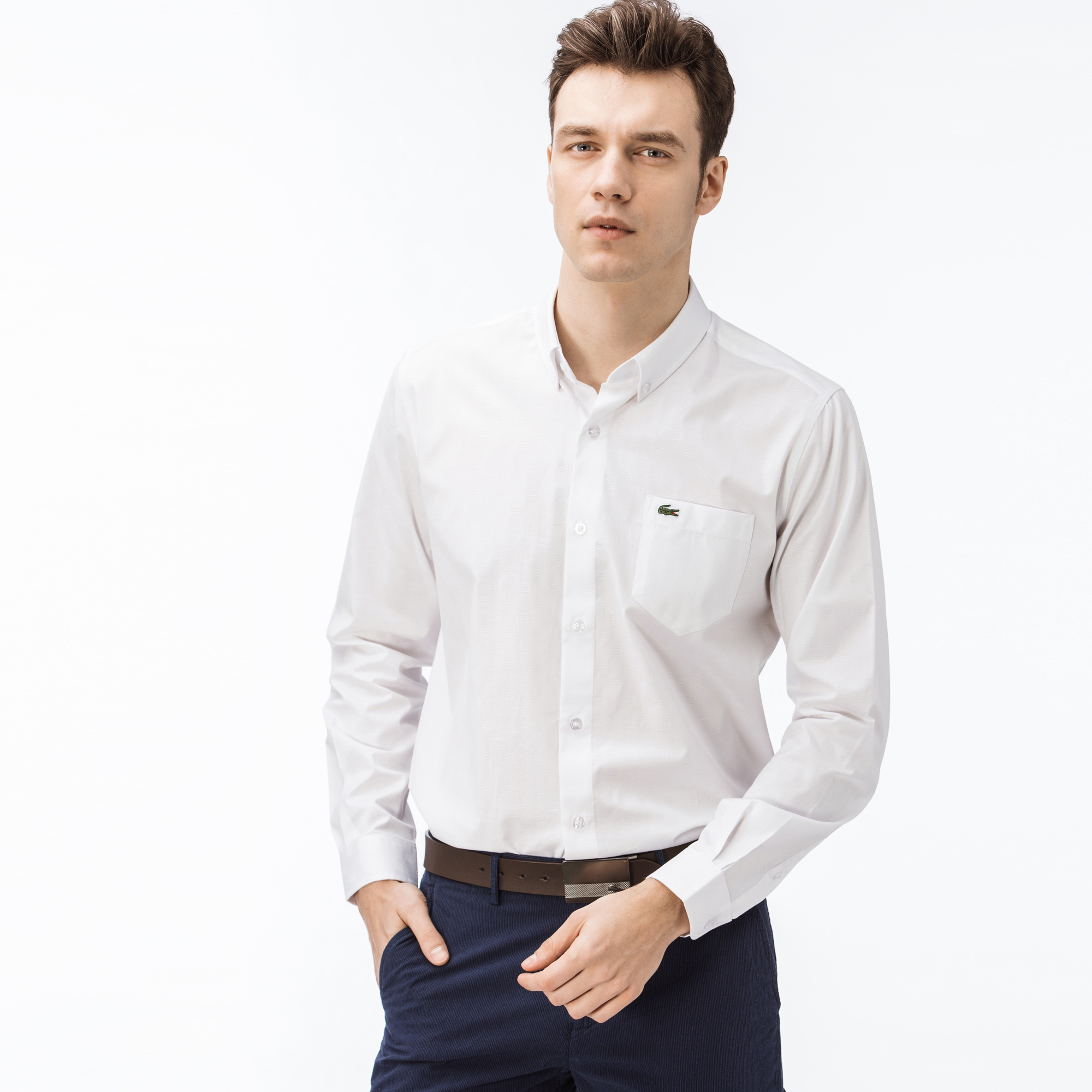 Lacoste Erkek Slim Fit Beyaz Gömlek
