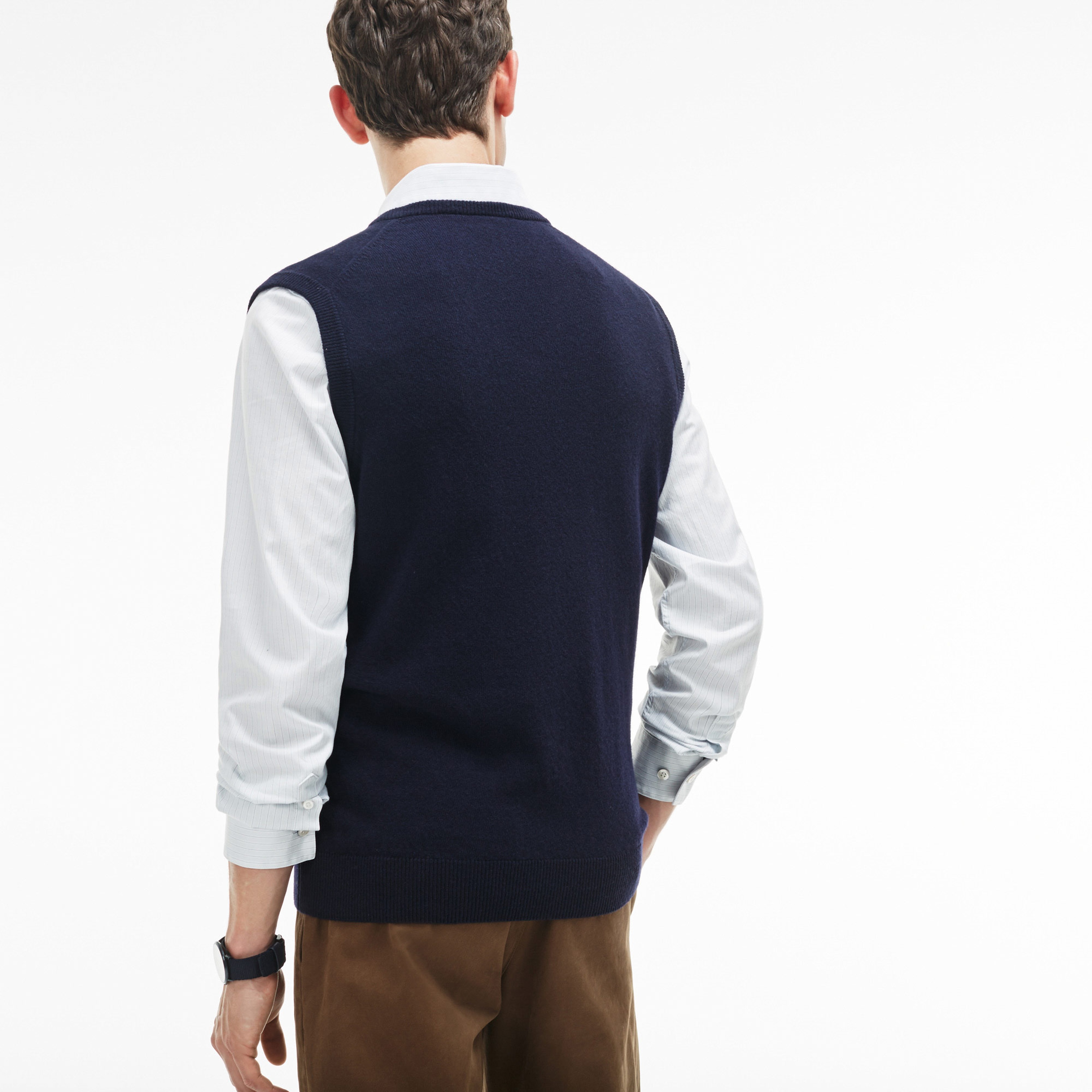 Lacoste Erkek V Yaka Yün Lacivert Süveter