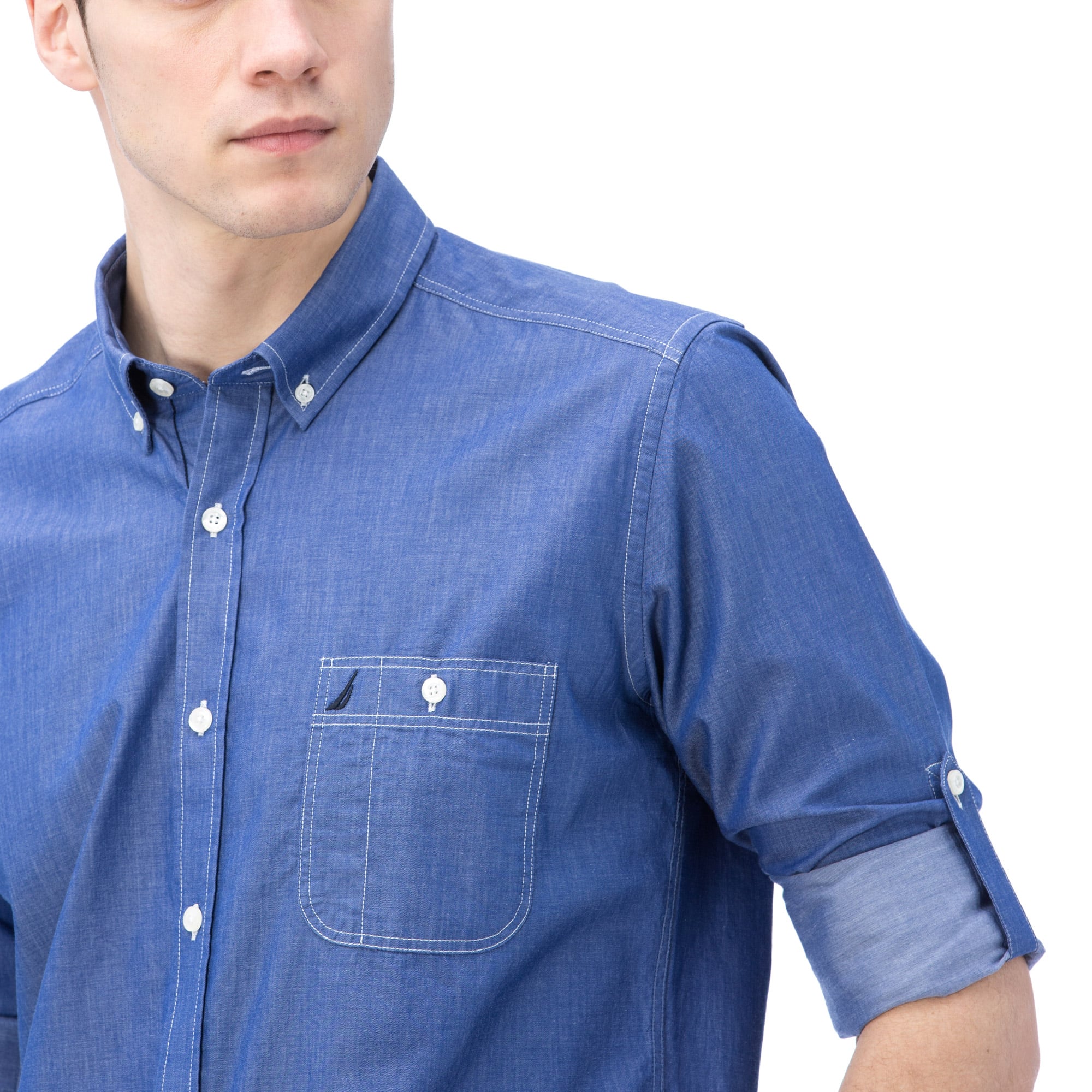 Nautica Erkek Mavi Uzun Kollu Slim Fit Gömlek