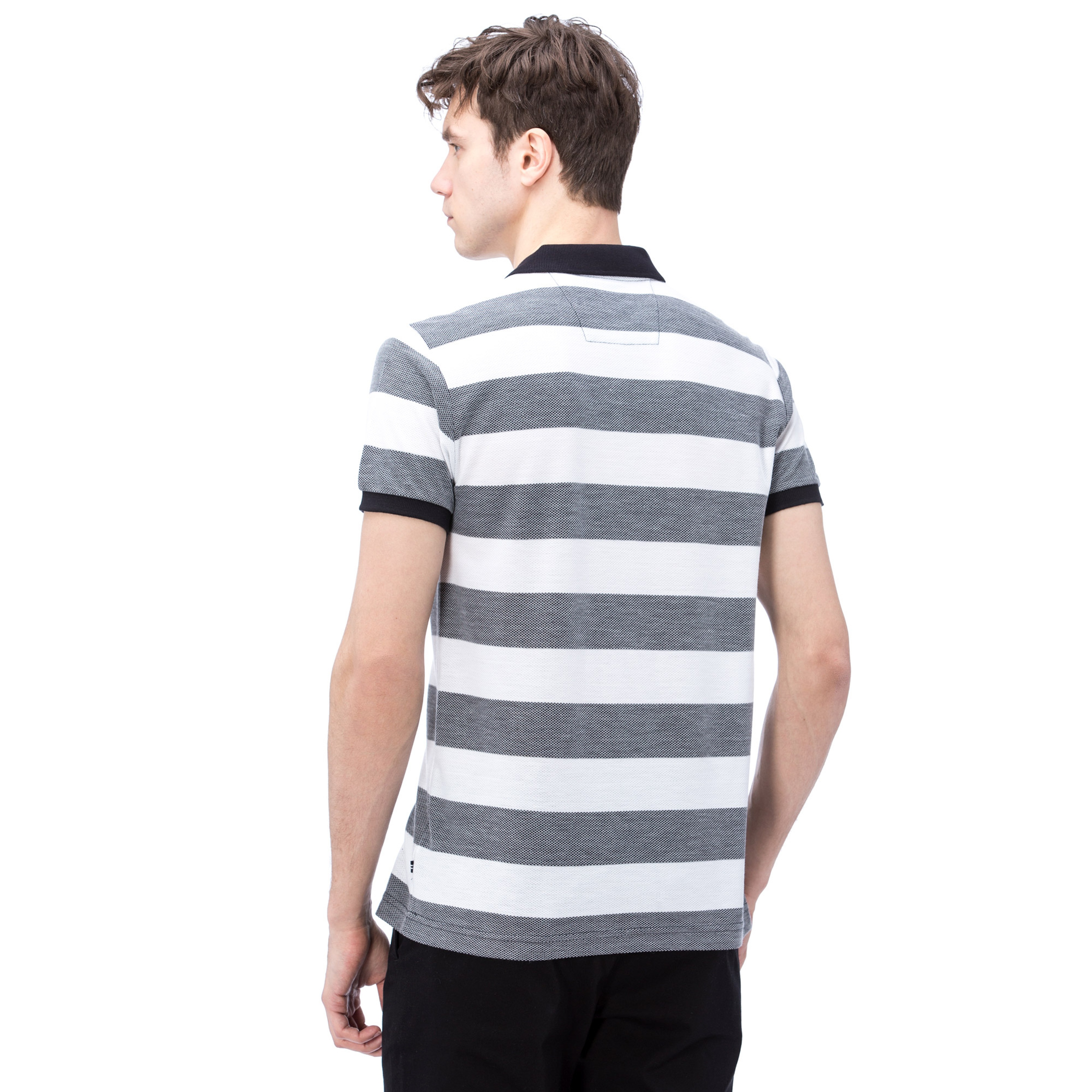 Nautica Erkek Beyaz Kısa Kollu Çizgili Polo