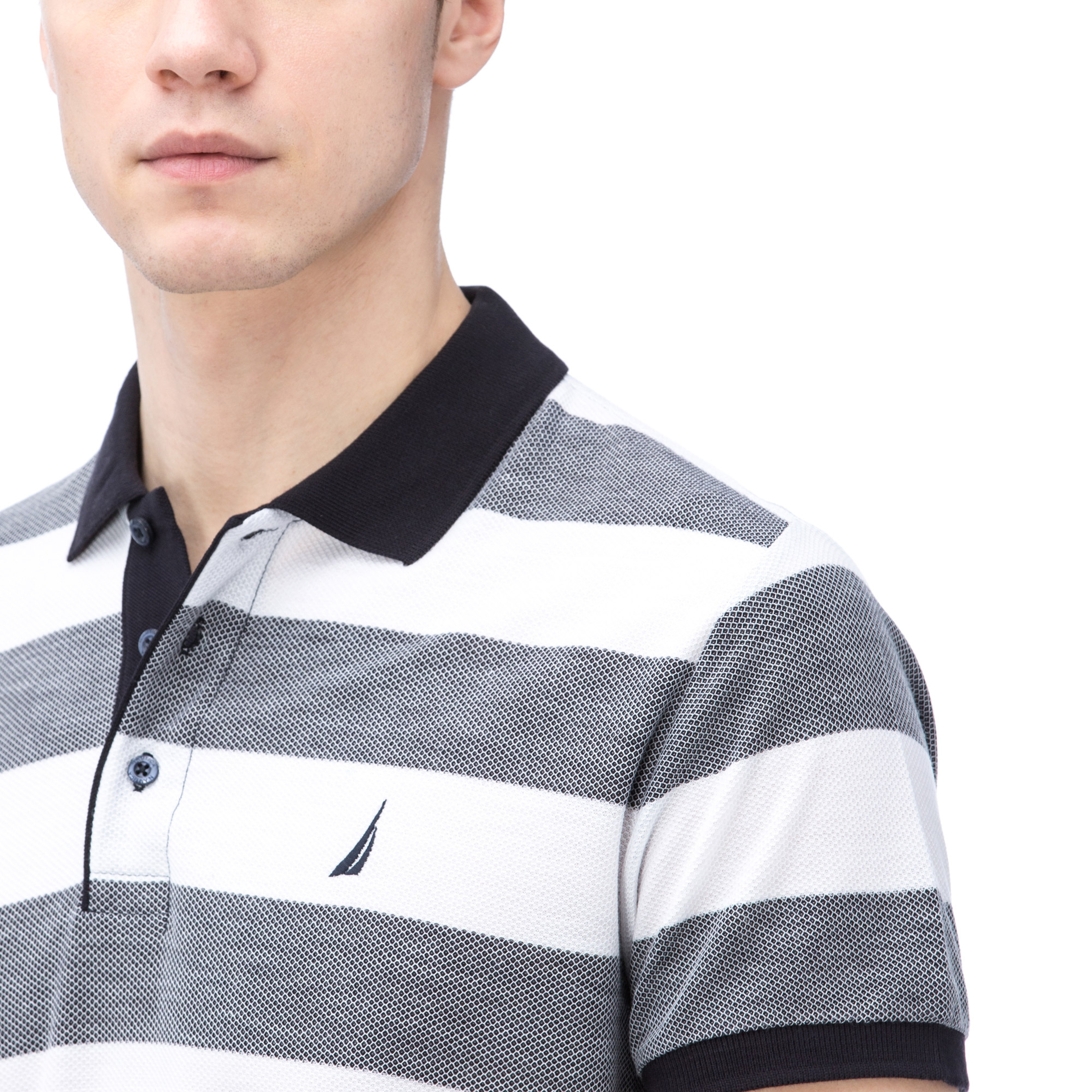 Nautica Erkek Beyaz Kısa Kollu Çizgili Polo