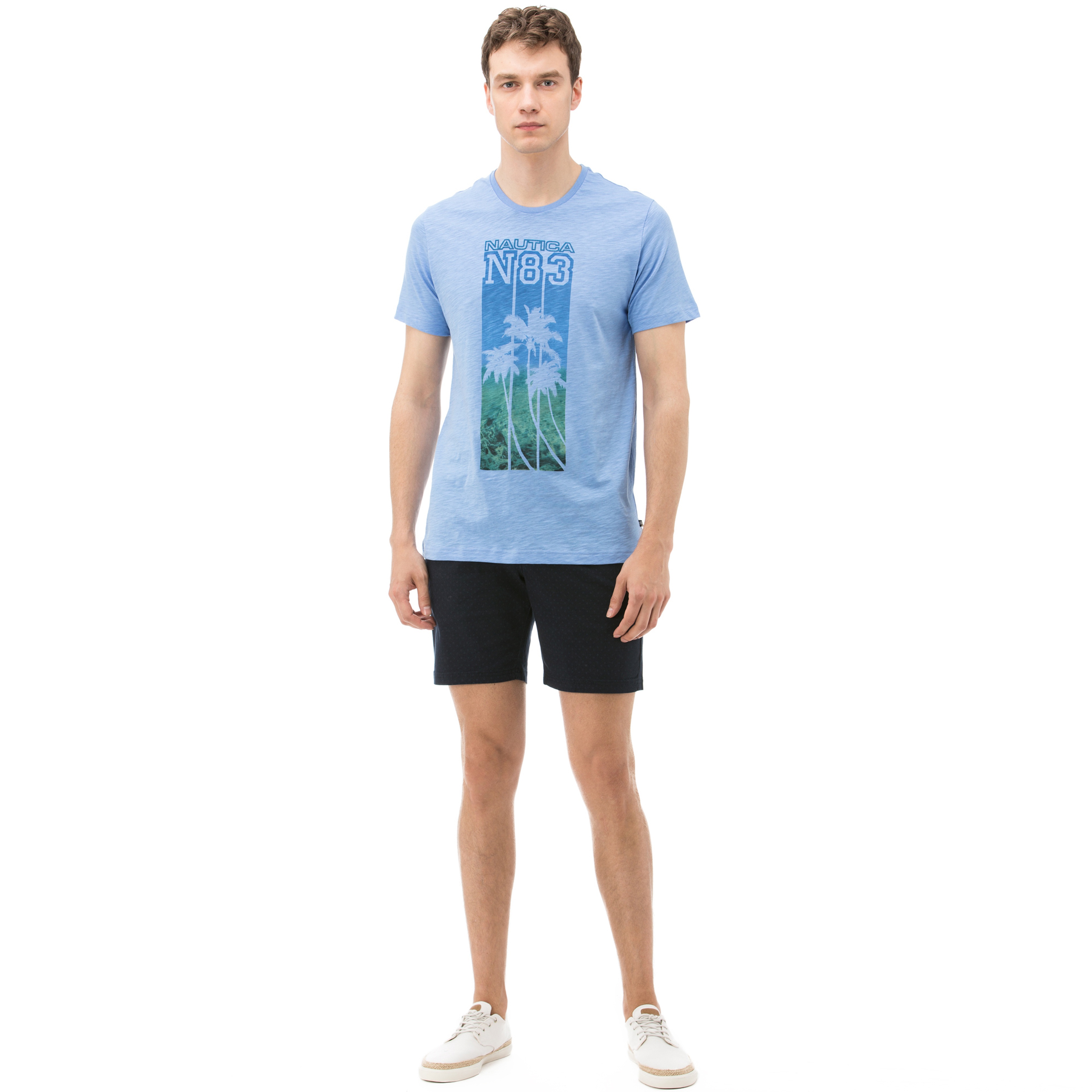 Nautica Erkek Lacivert Baskılı Slim Fit Bermuda