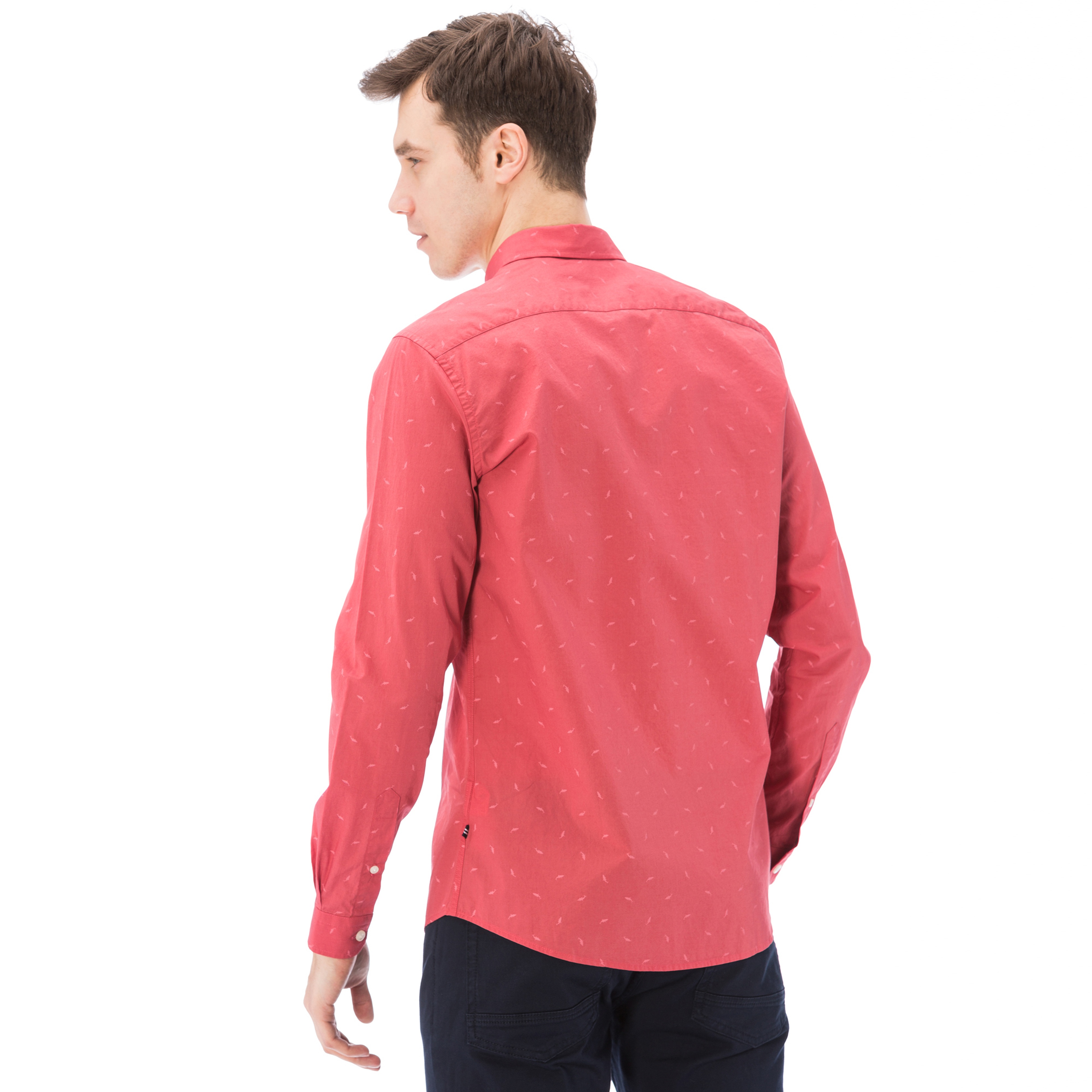 Nautica Erkek Kırmızı Uzun Kollu Slim Fit Gömlek