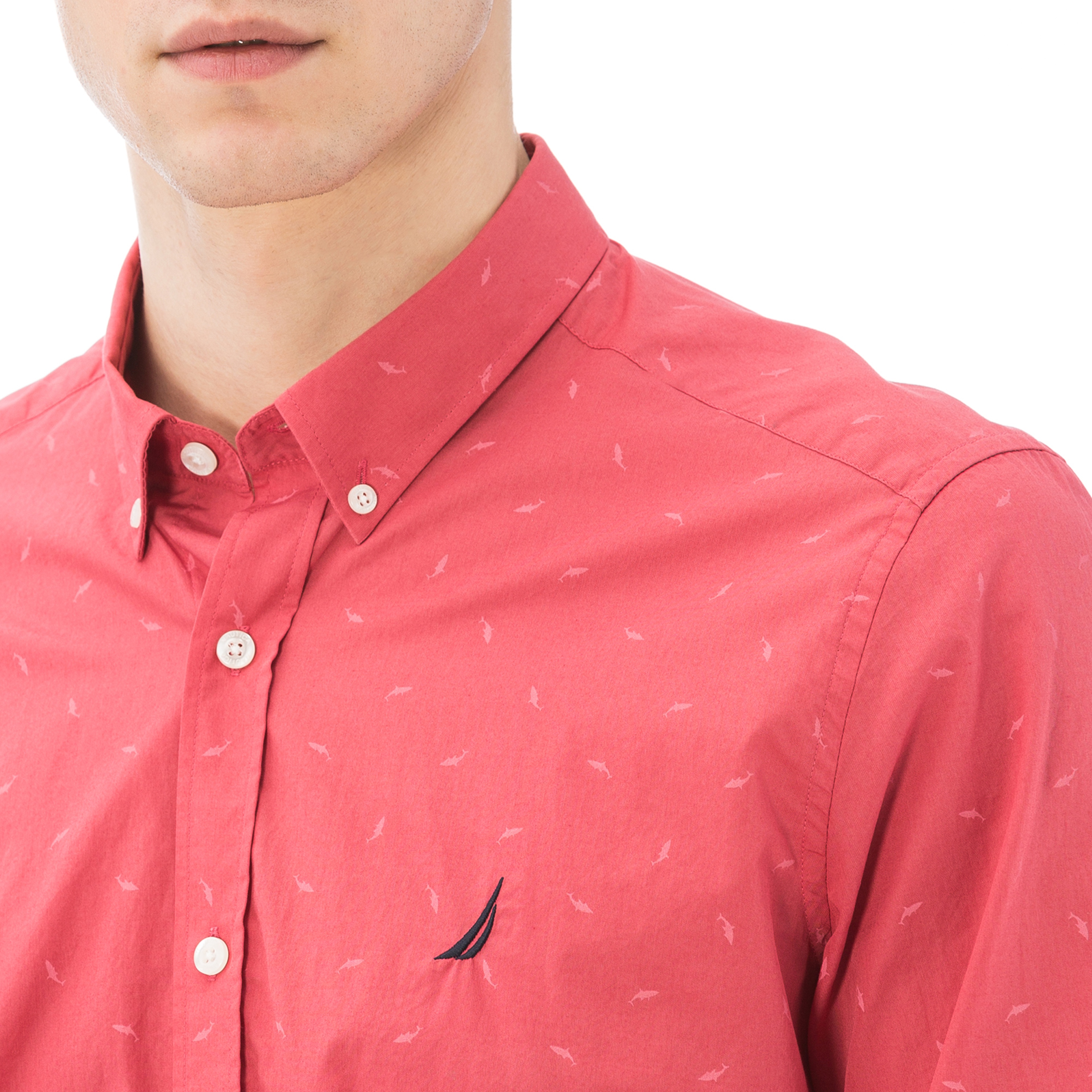 Nautica Erkek Kırmızı Uzun Kollu Slim Fit Gömlek