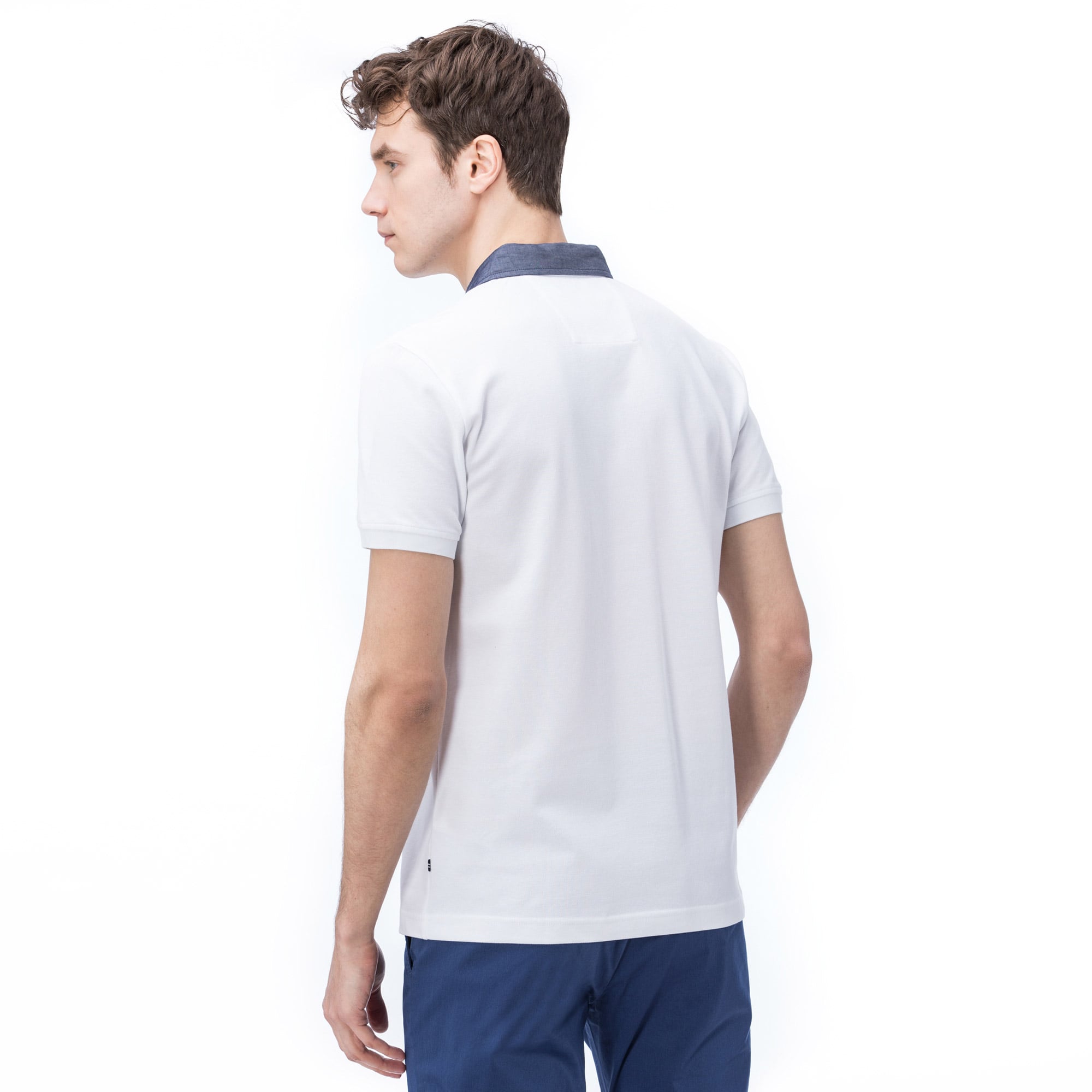 Nautica Erkek Beyaz Kısa Kollu Chambrey Yaka Slim Fit Polo