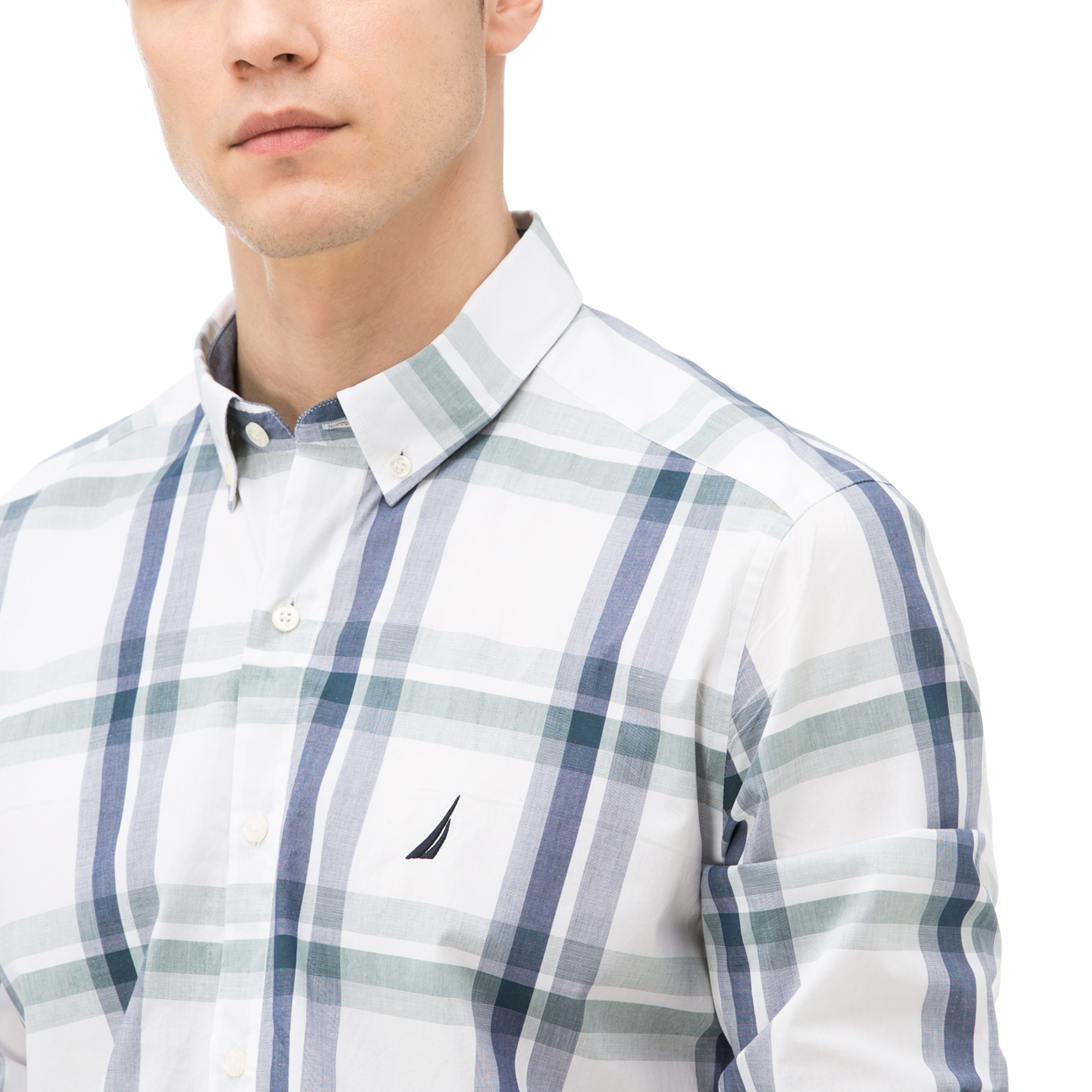 Nautica Erkek Lacivert-Yeşil Ekoseli Slim Fit Gömlek