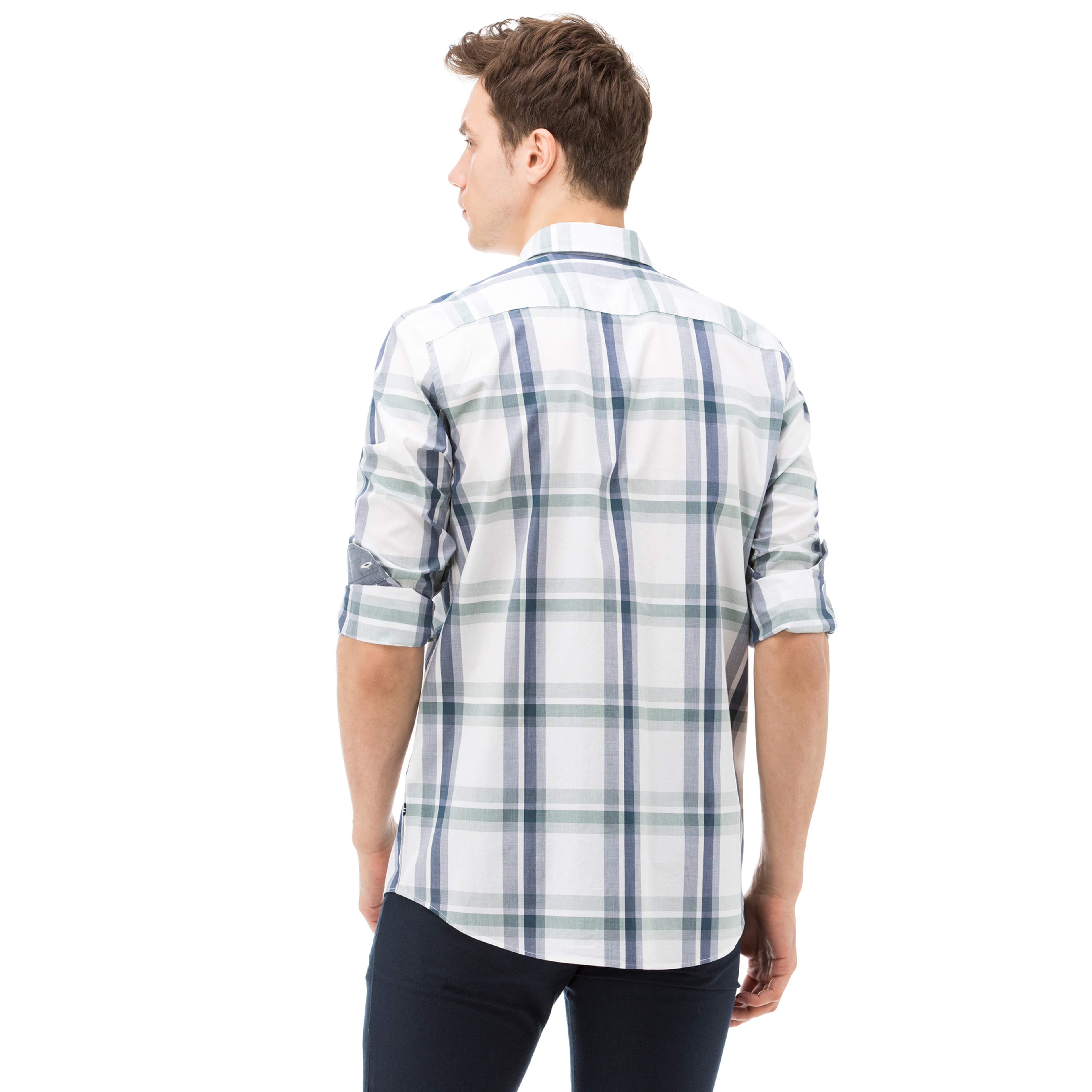 Nautica Erkek Lacivert-Yeşil Ekoseli Slim Fit Gömlek