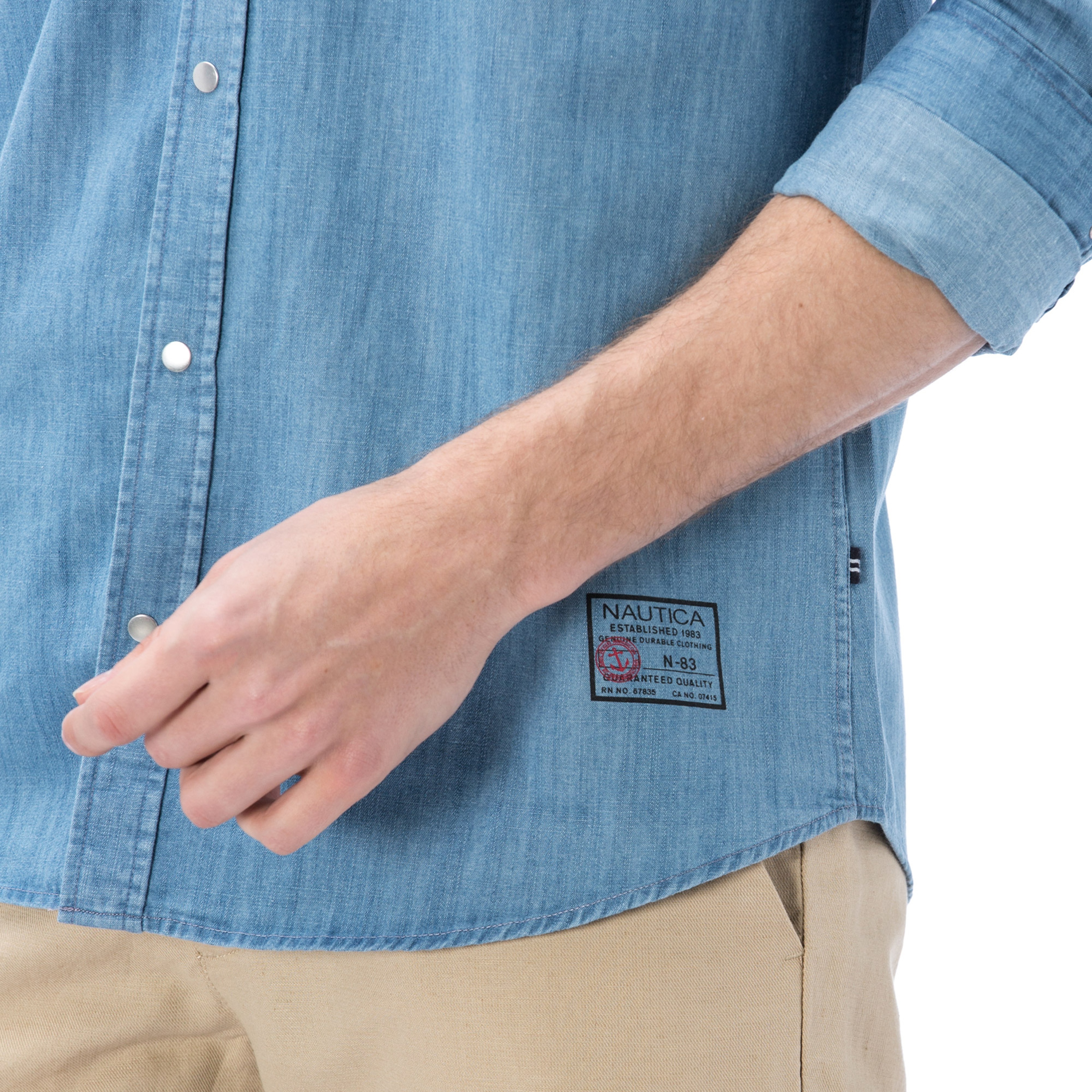 Nautica Erkek Mavi Uzun Kollu Denım Slim Fit Gömlek