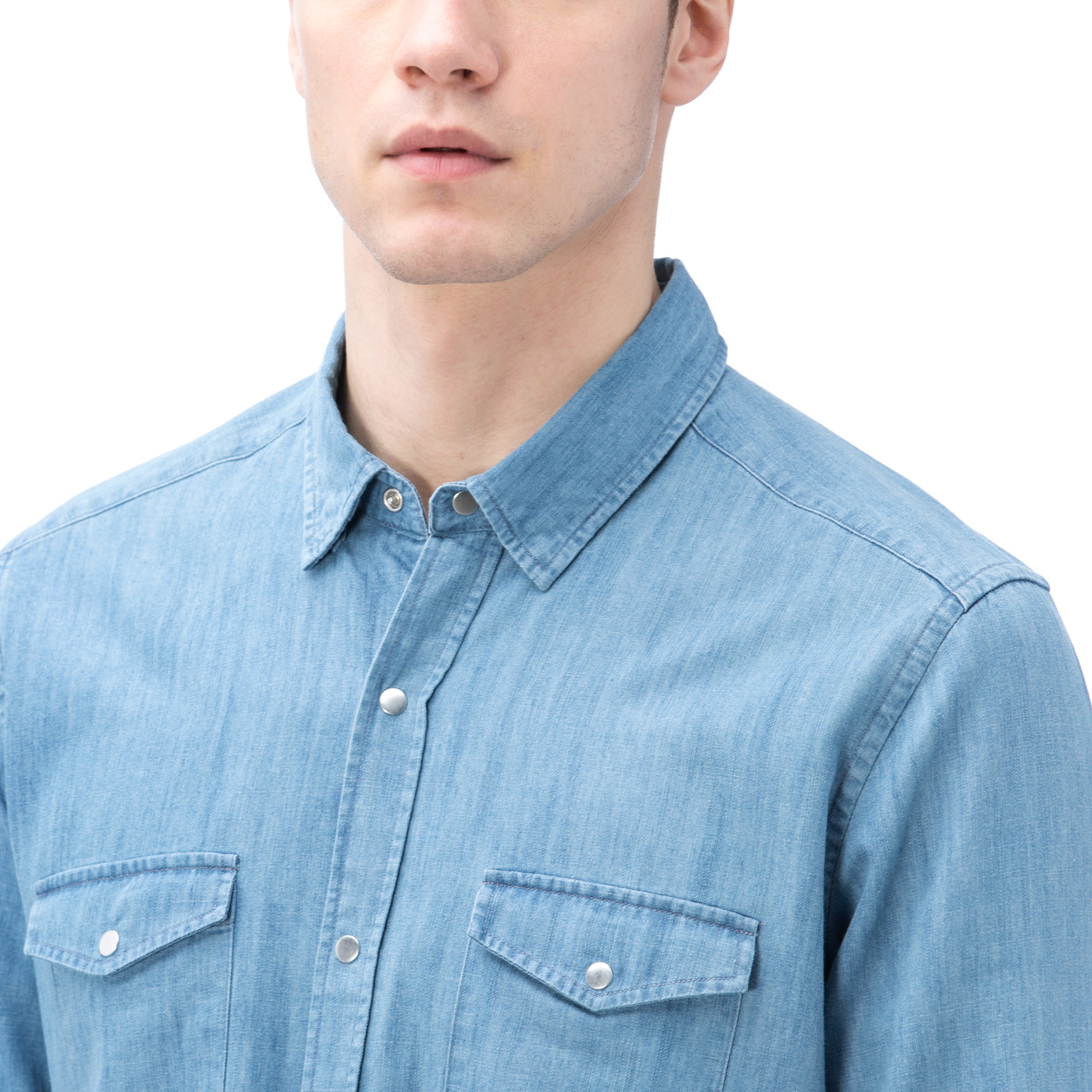 Nautica Erkek Mavi Uzun Kollu Denım Slim Fit Gömlek