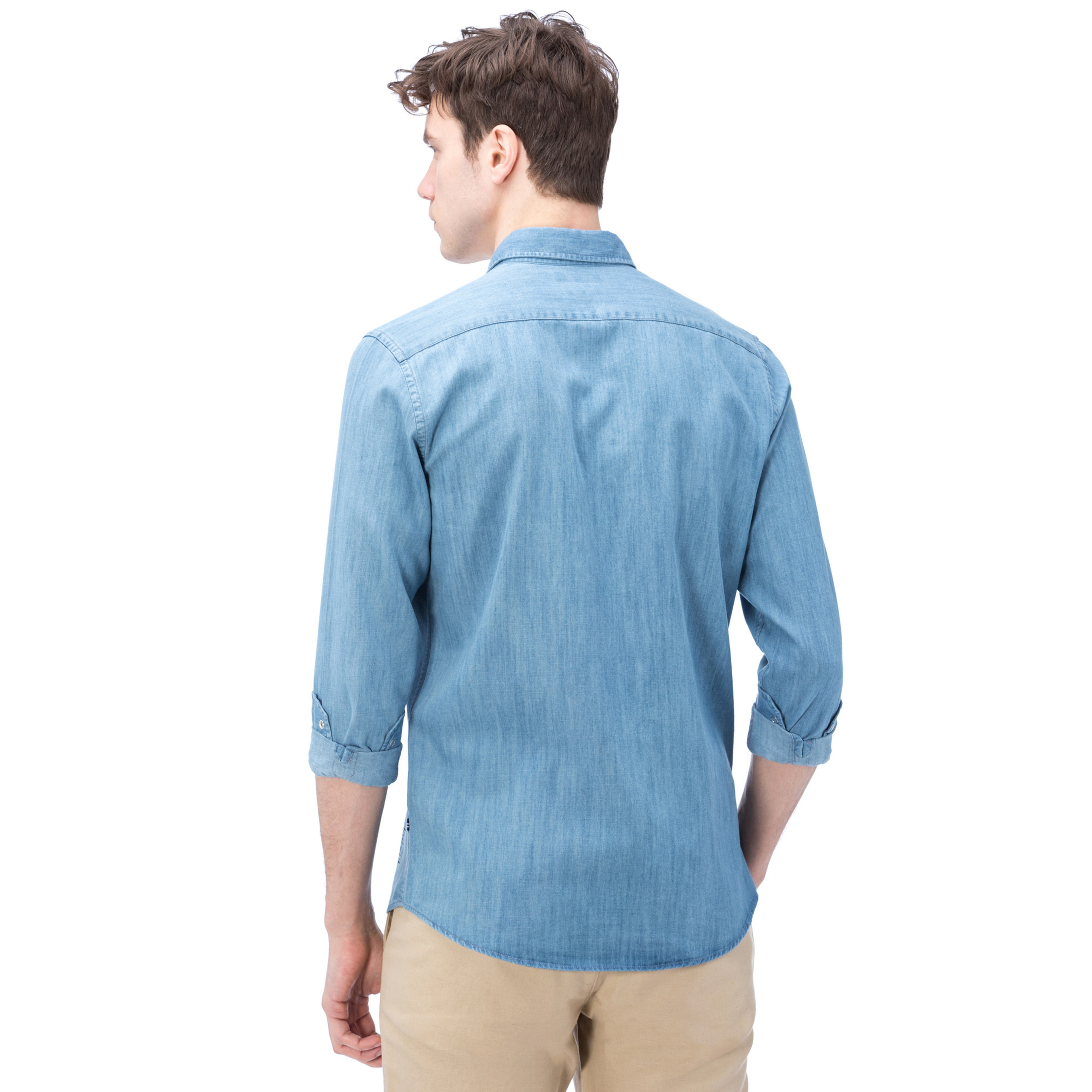 Nautica Erkek Mavi Uzun Kollu Denım Slim Fit Gömlek