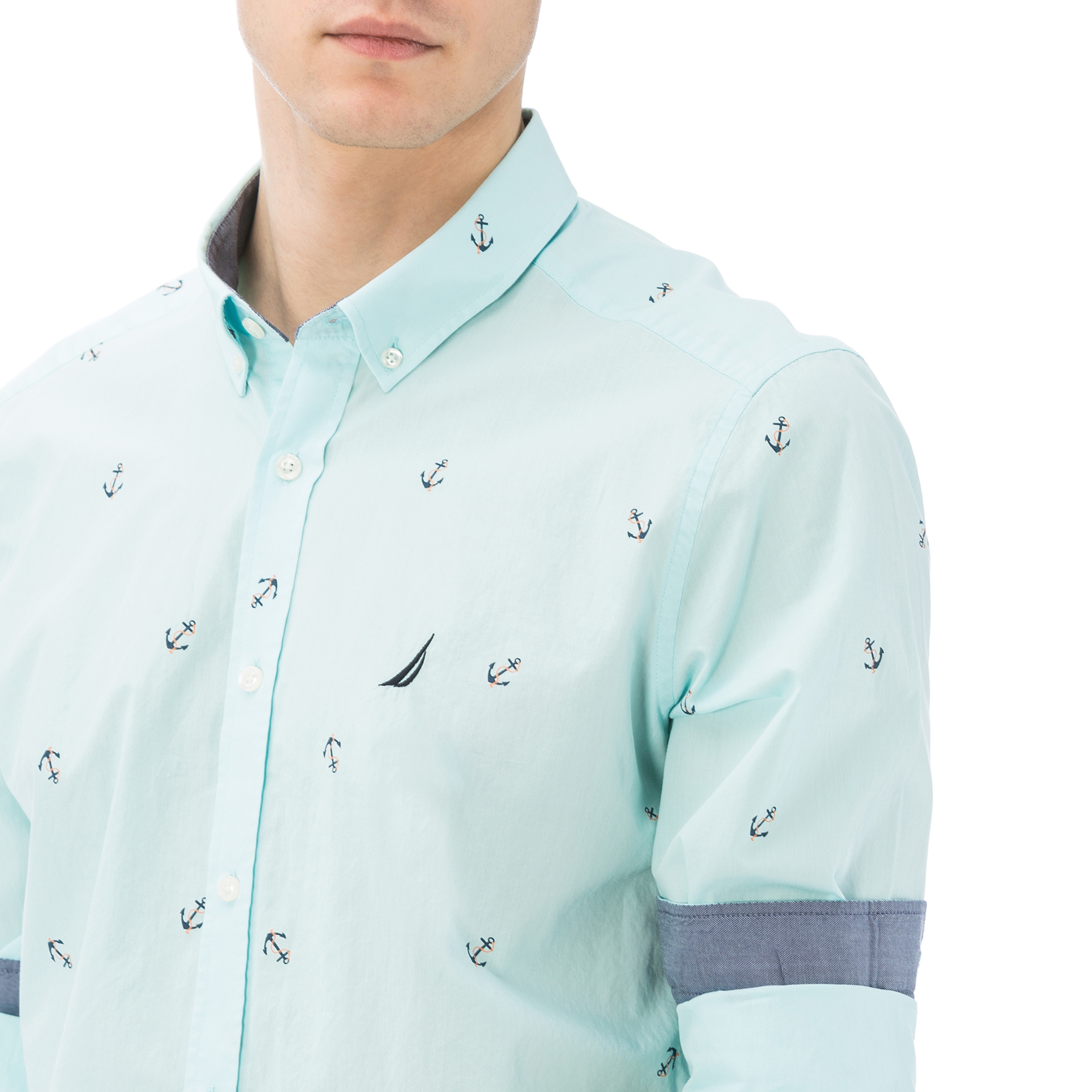 Nautica Erkek Açık Yeşil Uzun Slim Fit Gömlek