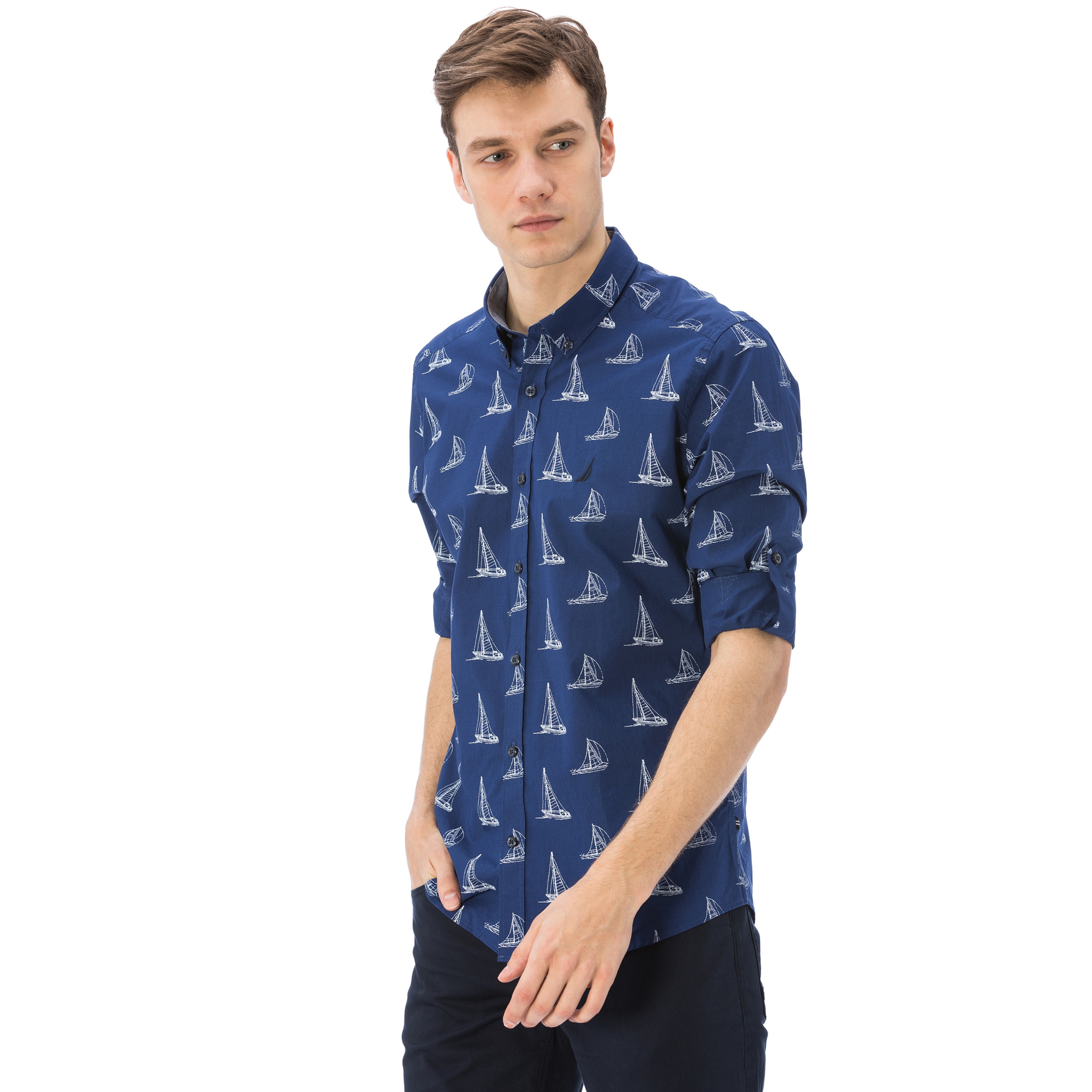 Nautica Erkek Lacivert Slim Fit Gömlek