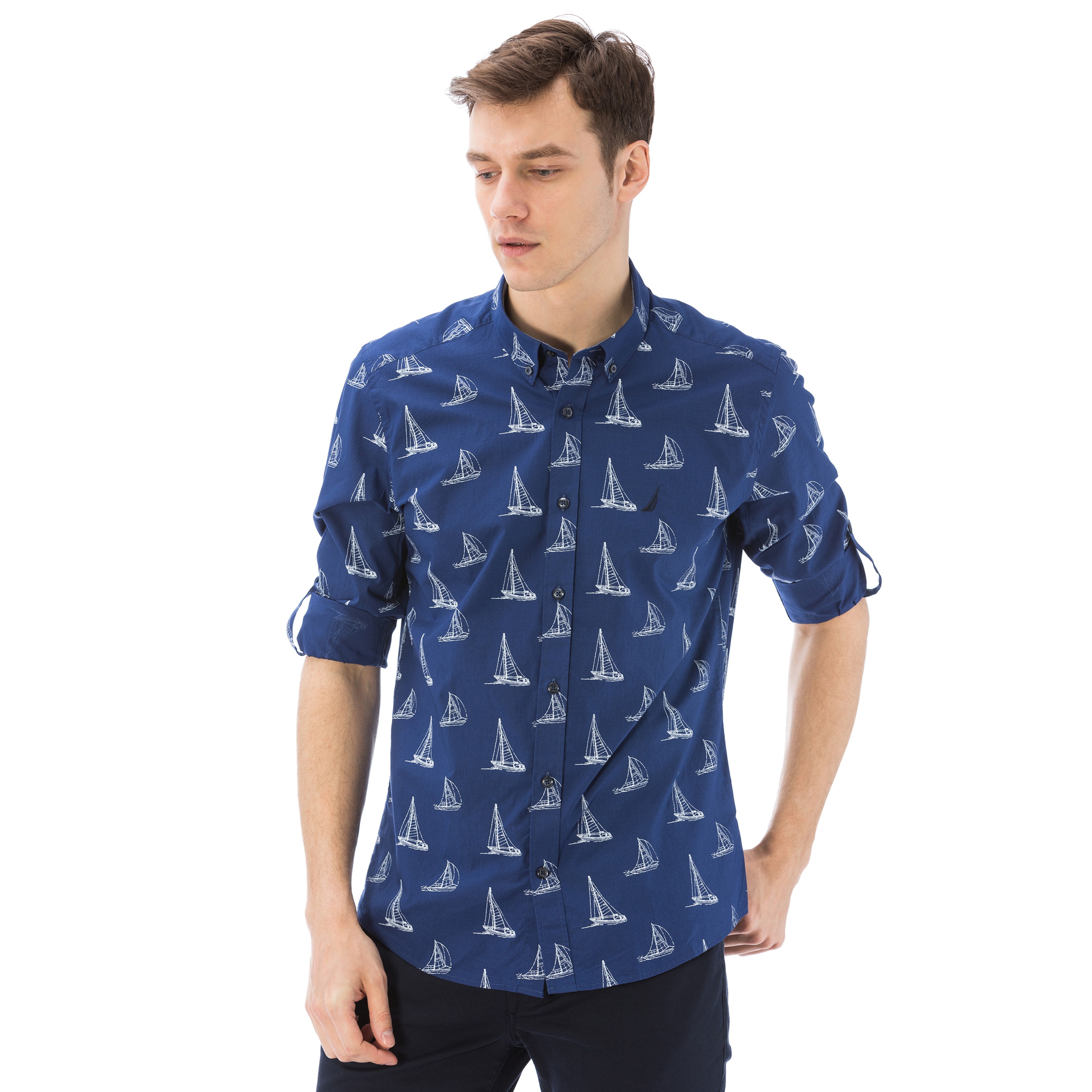 Nautica Erkek Lacivert Slim Fit Gömlek