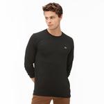 Erkek Regular Fit Uzun Kollu Bisiklet Yaka Siyah T-Shirt