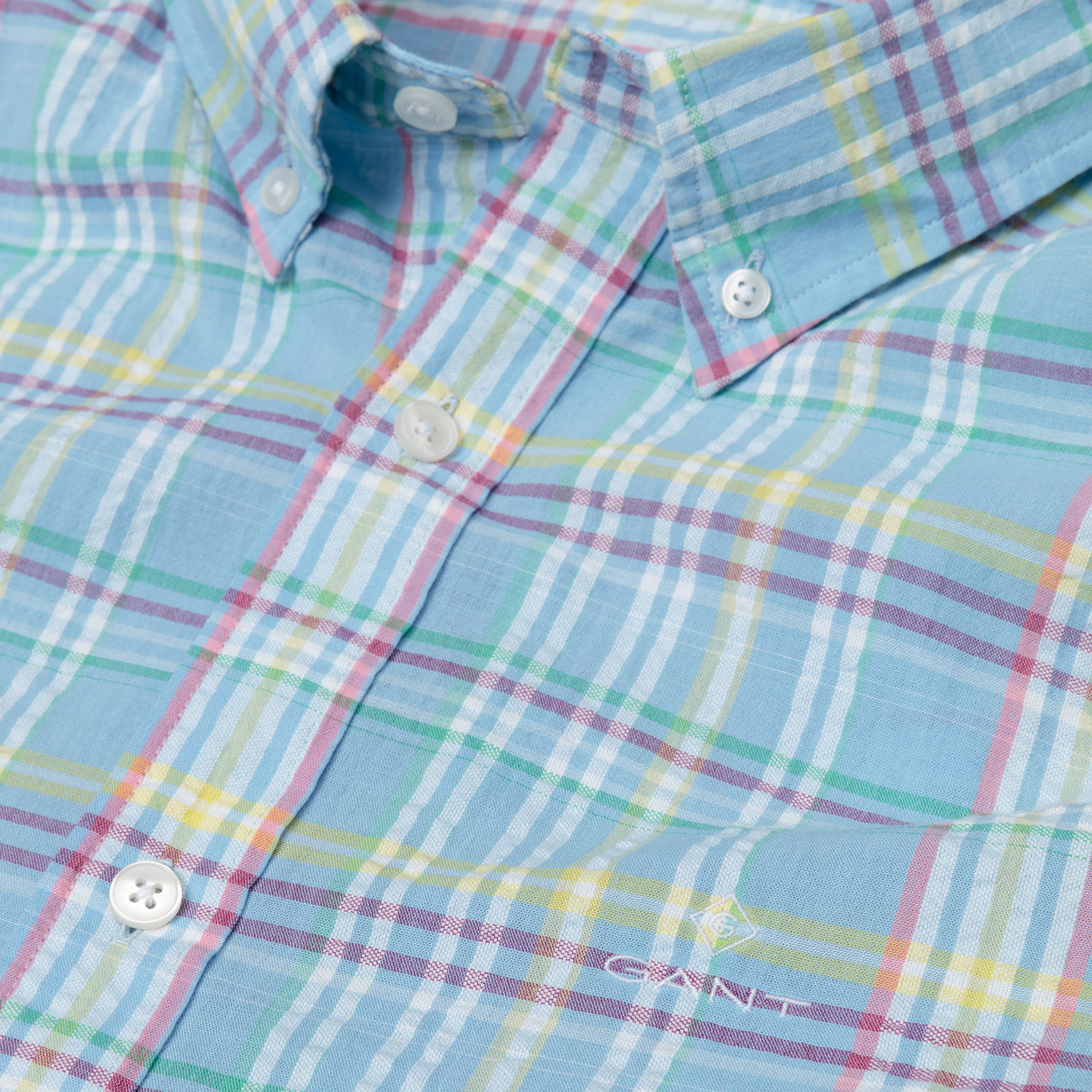 Gant Erkek Mavi Kareli Regular Fit Gömlek