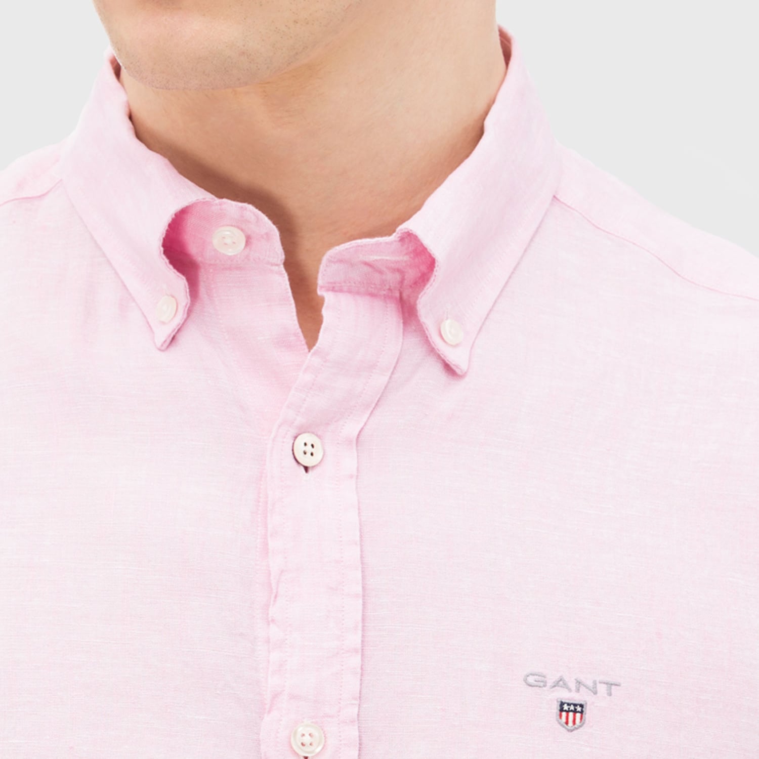 Gant Erkek Pembe Keten Slim fit Gömlek