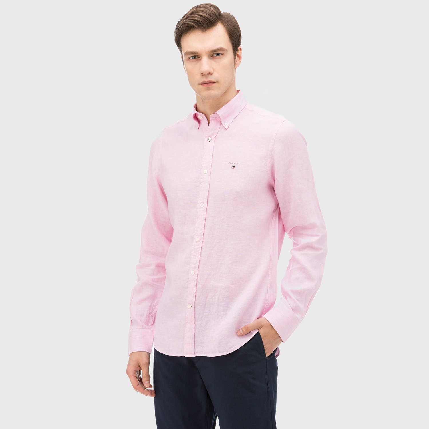 Gant Erkek Pembe Keten Slim fit Gömlek
