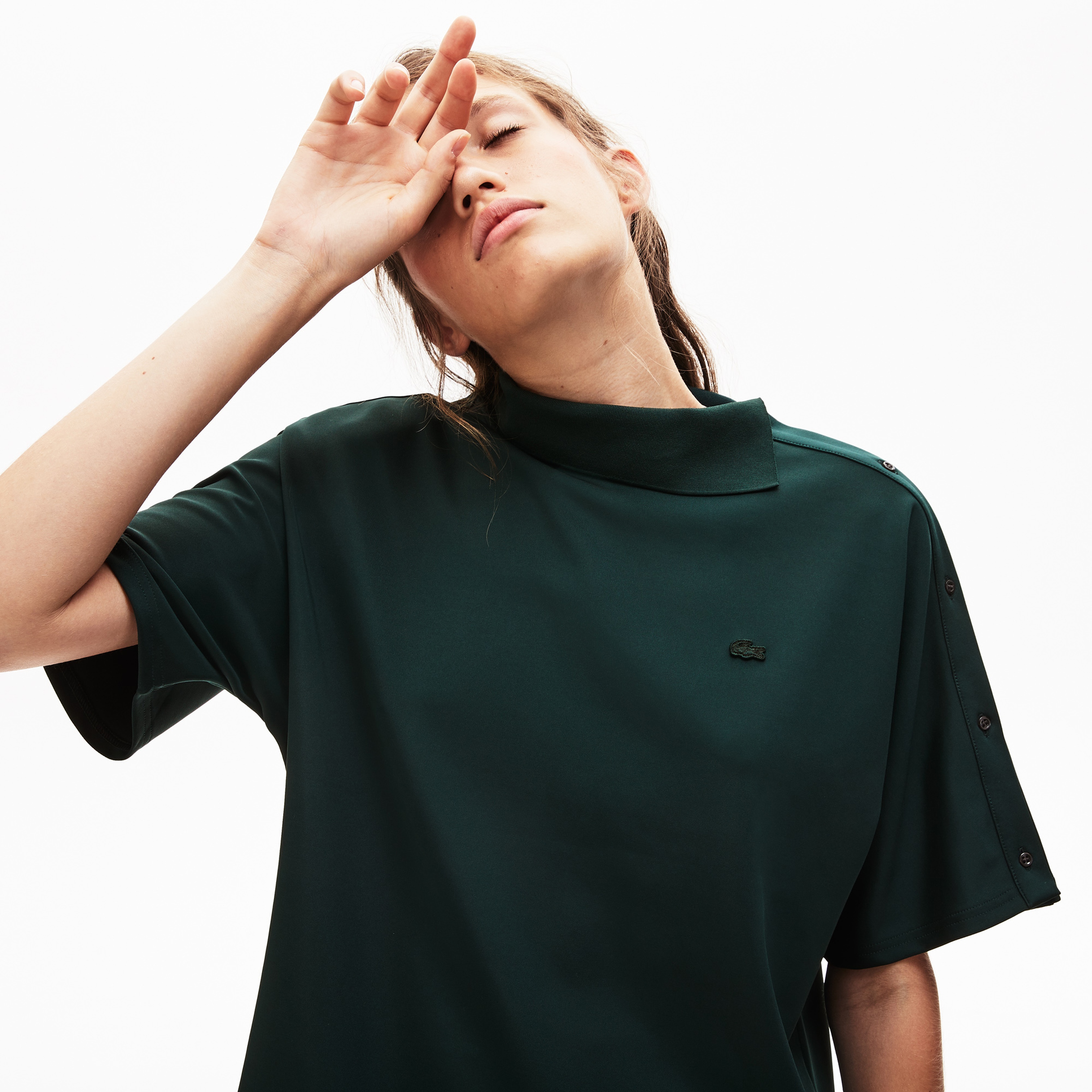 Lacoste L!VE Kadın Boxy Fit Yeşil Polo