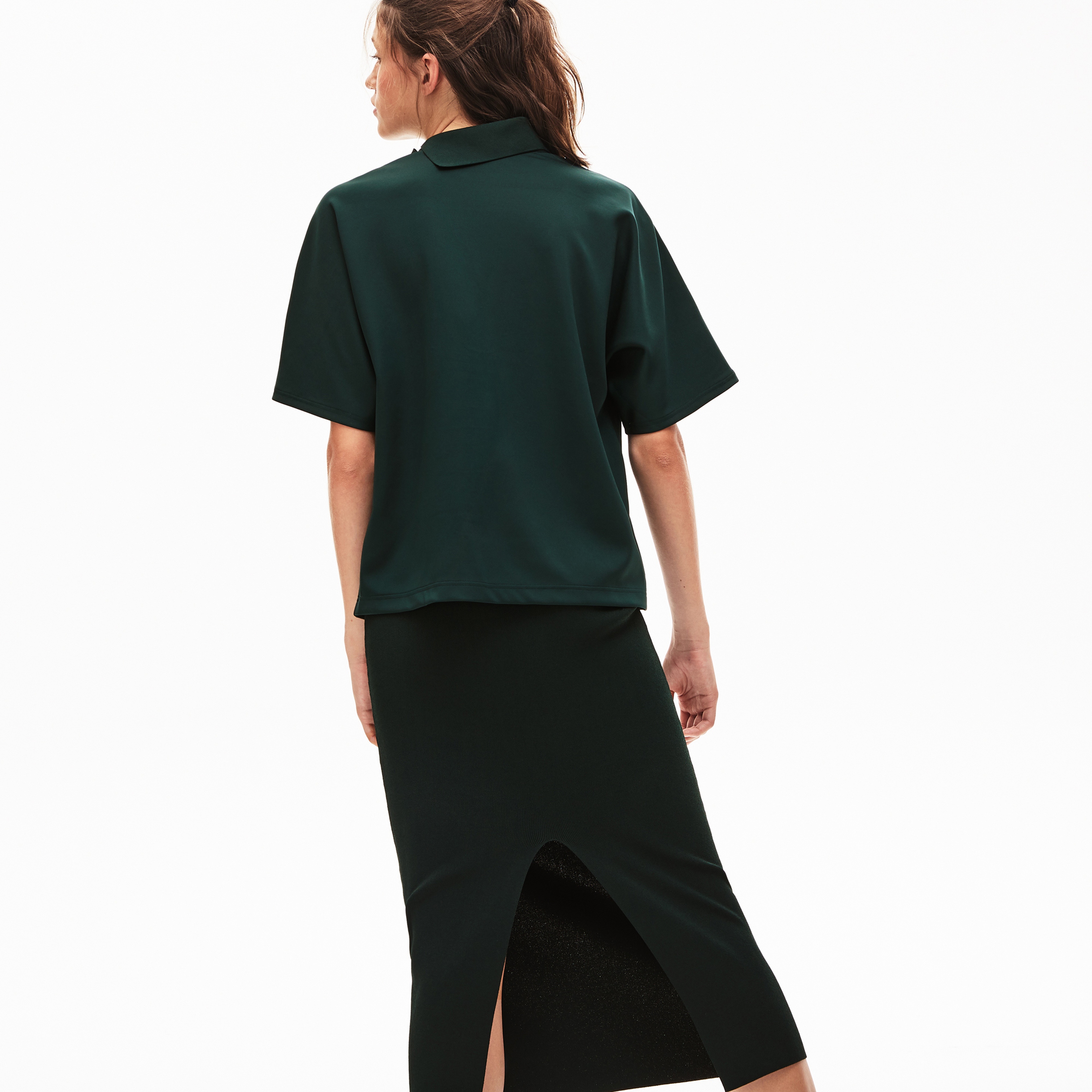 Lacoste L!VE Kadın Boxy Fit Yeşil Polo