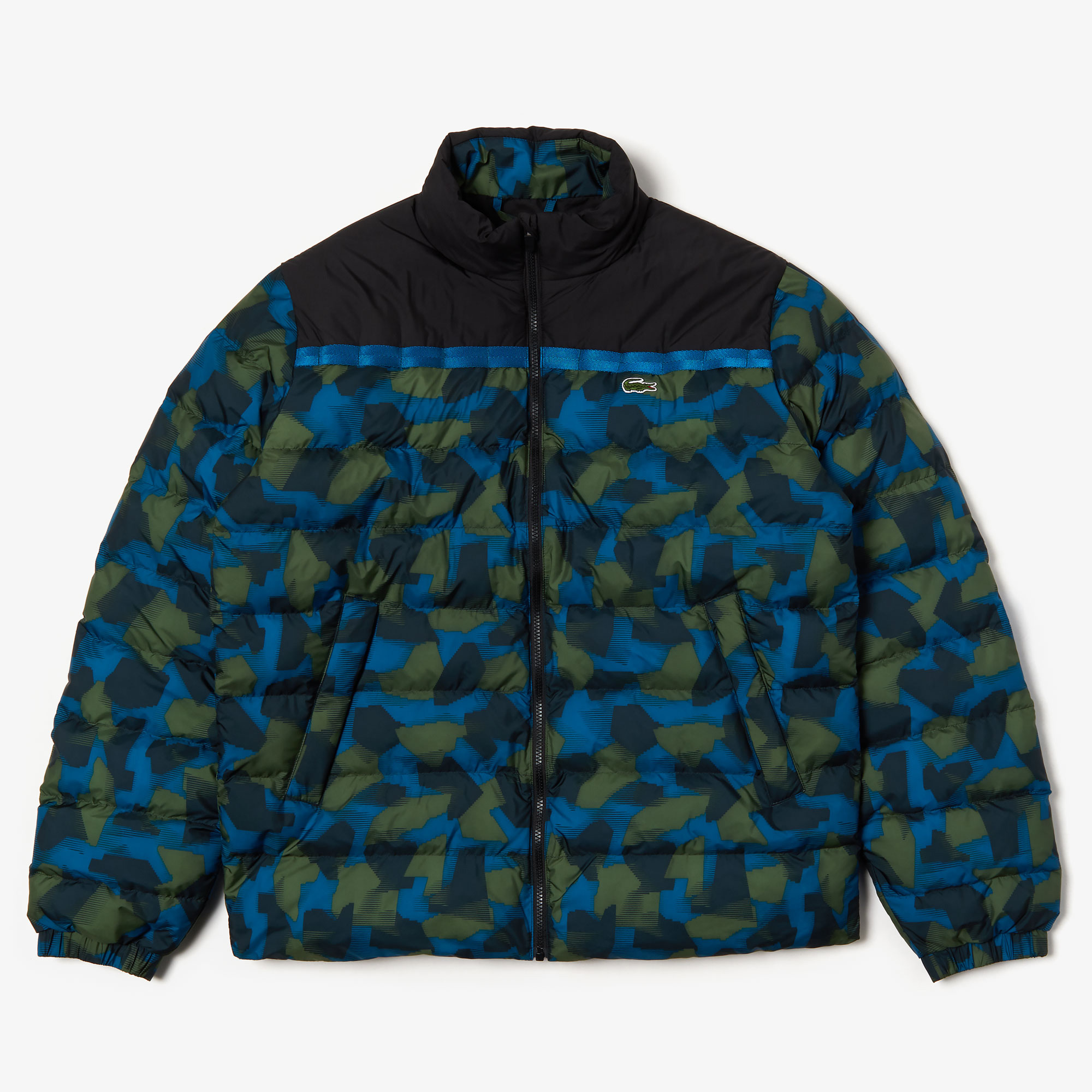Lacoste Sport Blok Desenli Renkli Erkek Kapitone Suya Dayanıklı Mont