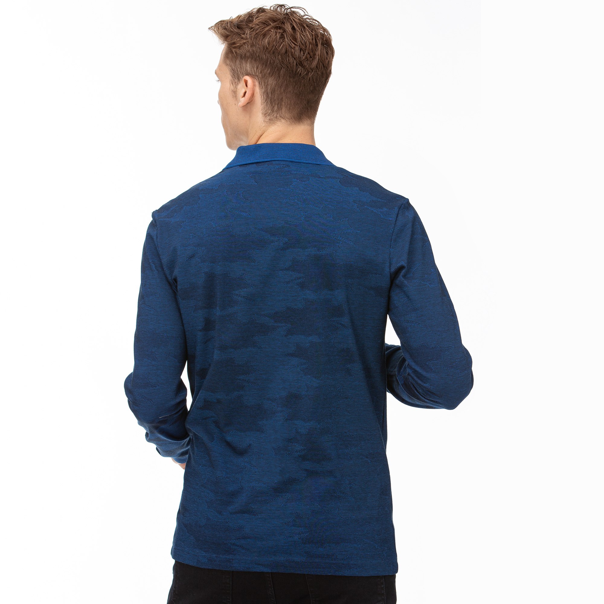 Lacoste Erkek Desenli Uzun Kollu Lacivert Polo