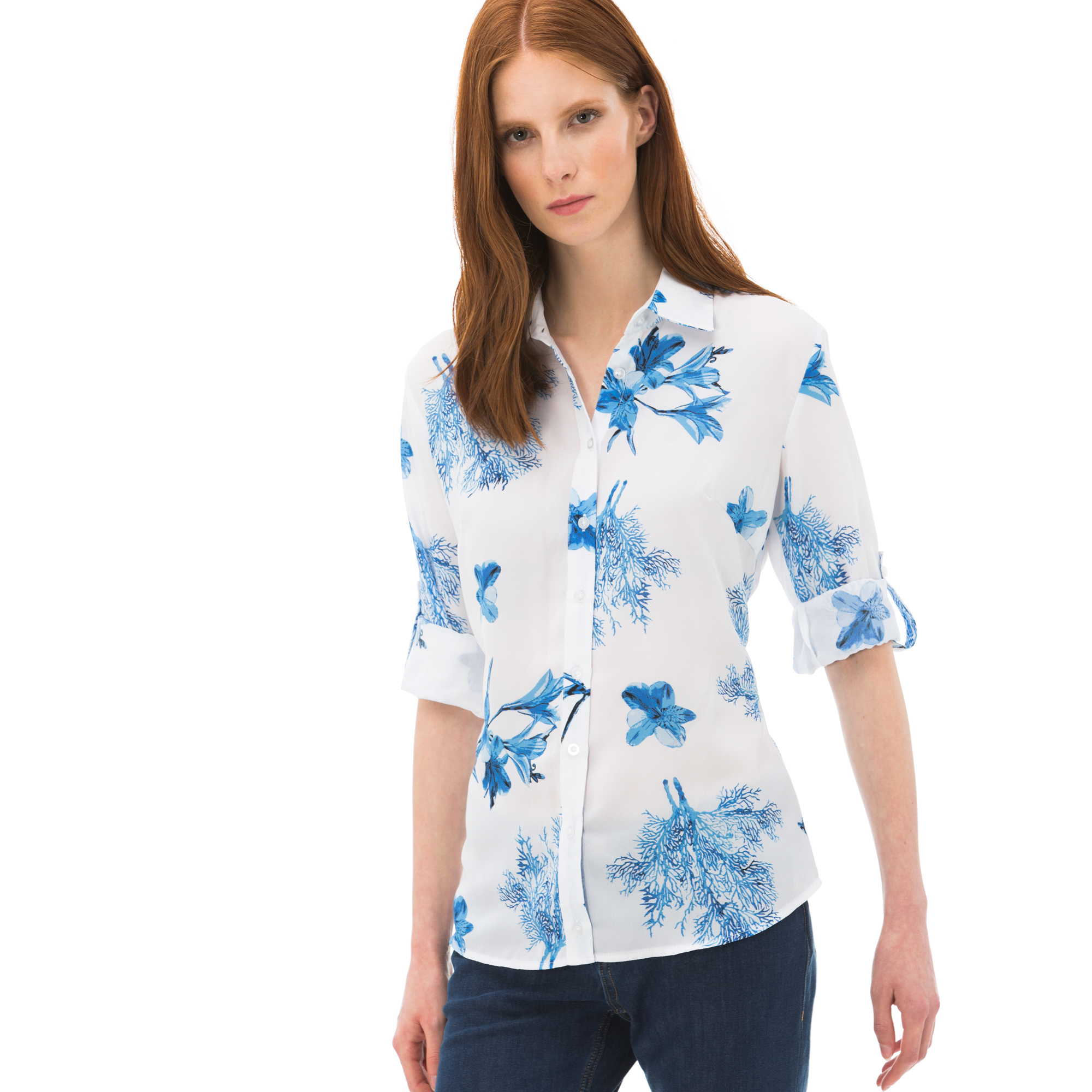 Nautica Kadın Beyaz Uzun Kollu Slim Fit Gömlek