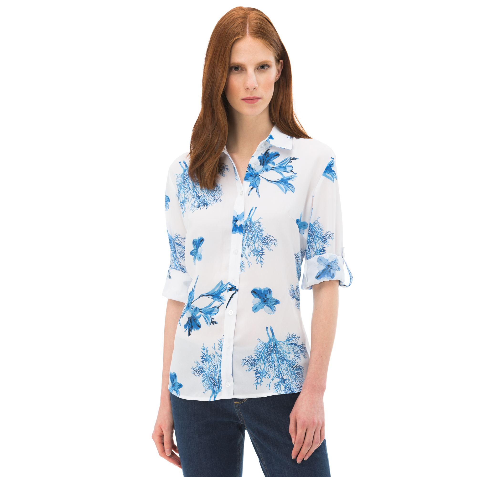 Nautica Kadın Beyaz Uzun Kollu Slim Fit Gömlek