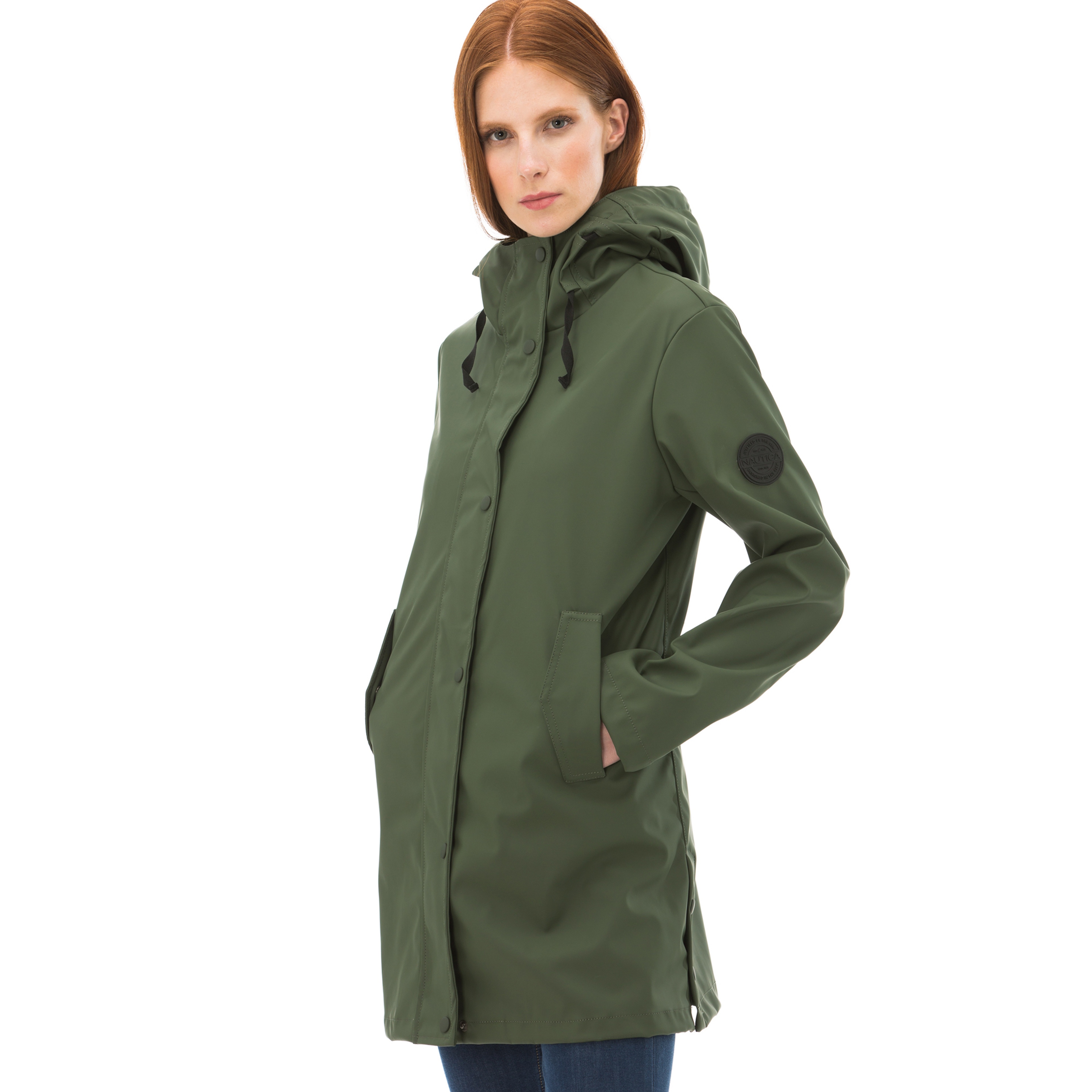 Nautica Kadın Yeşil Kapüşonlu Yağmurluk