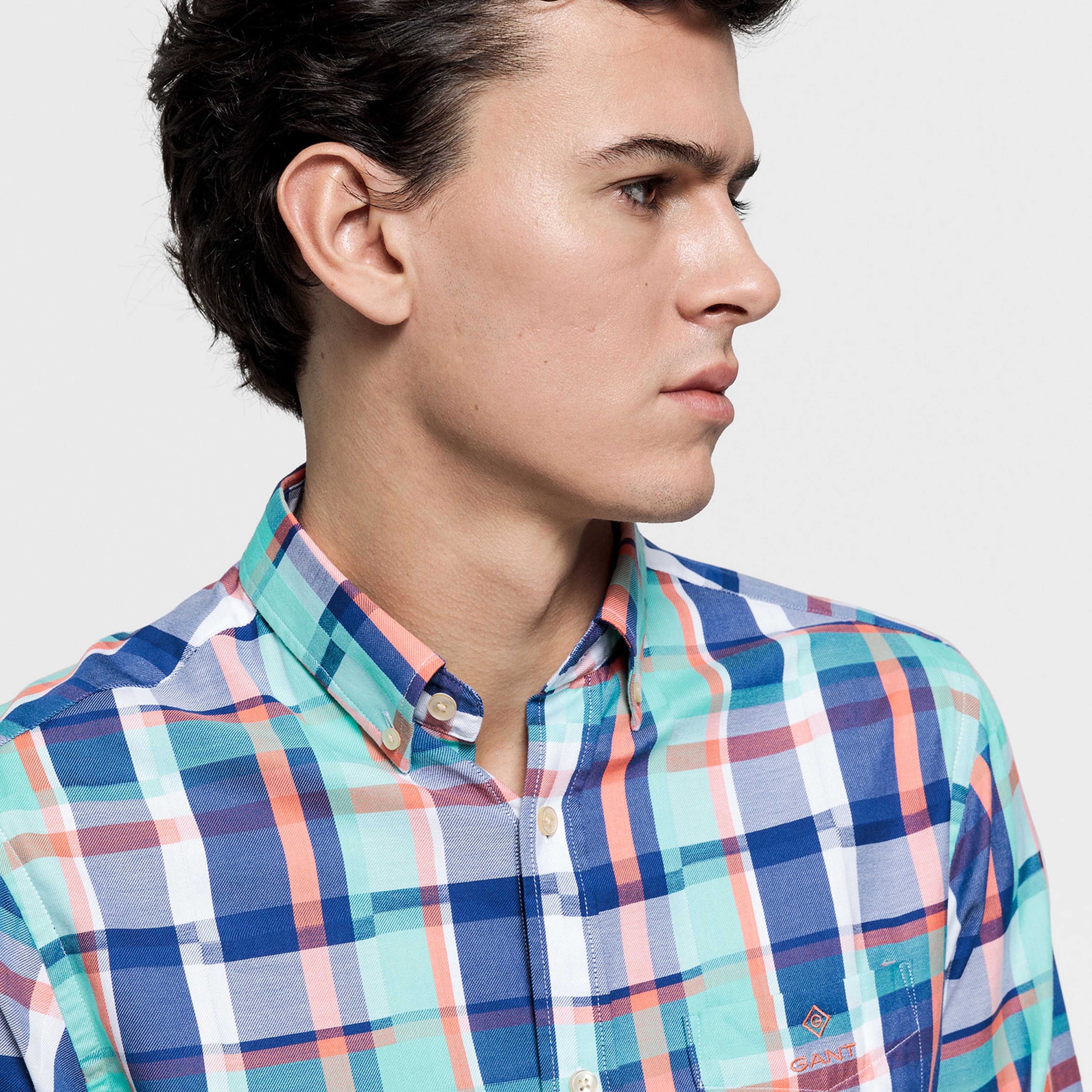 Gant Erkek Yeşil Regular Fit Madras Irregular Gömlek