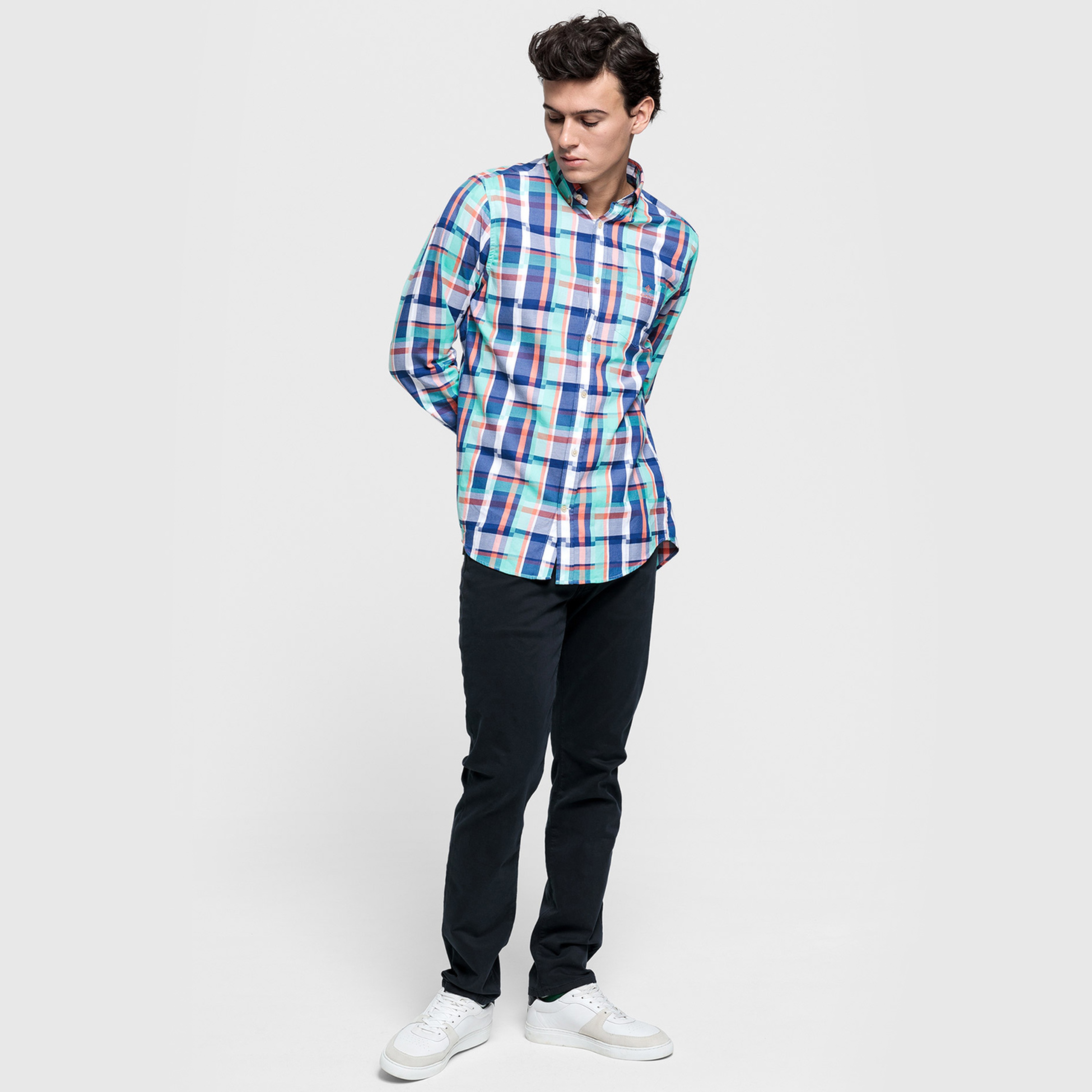 Gant Erkek Yeşil Regular Fit Madras Irregular Gömlek