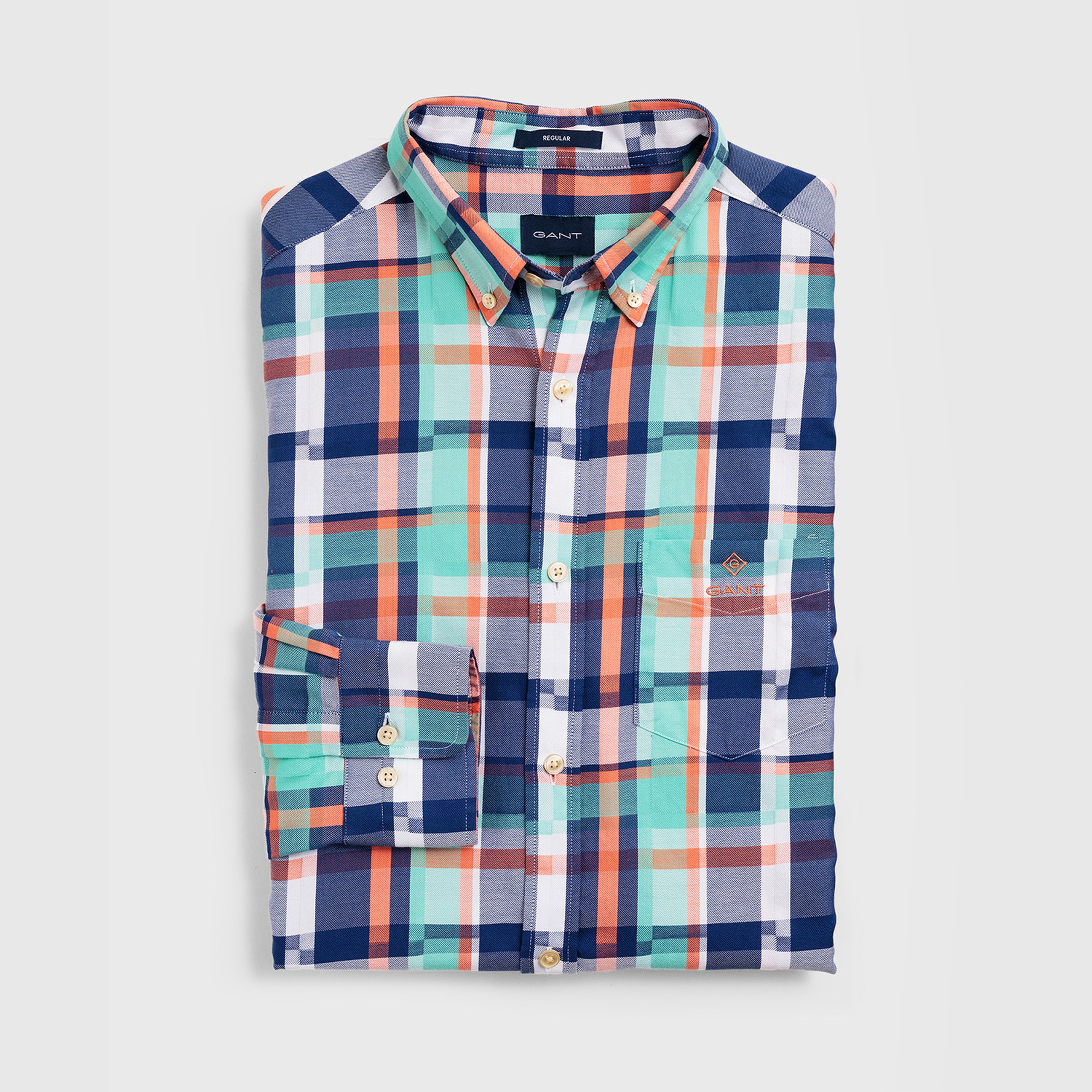 Gant Erkek Yeşil Regular Fit Madras Irregular Gömlek