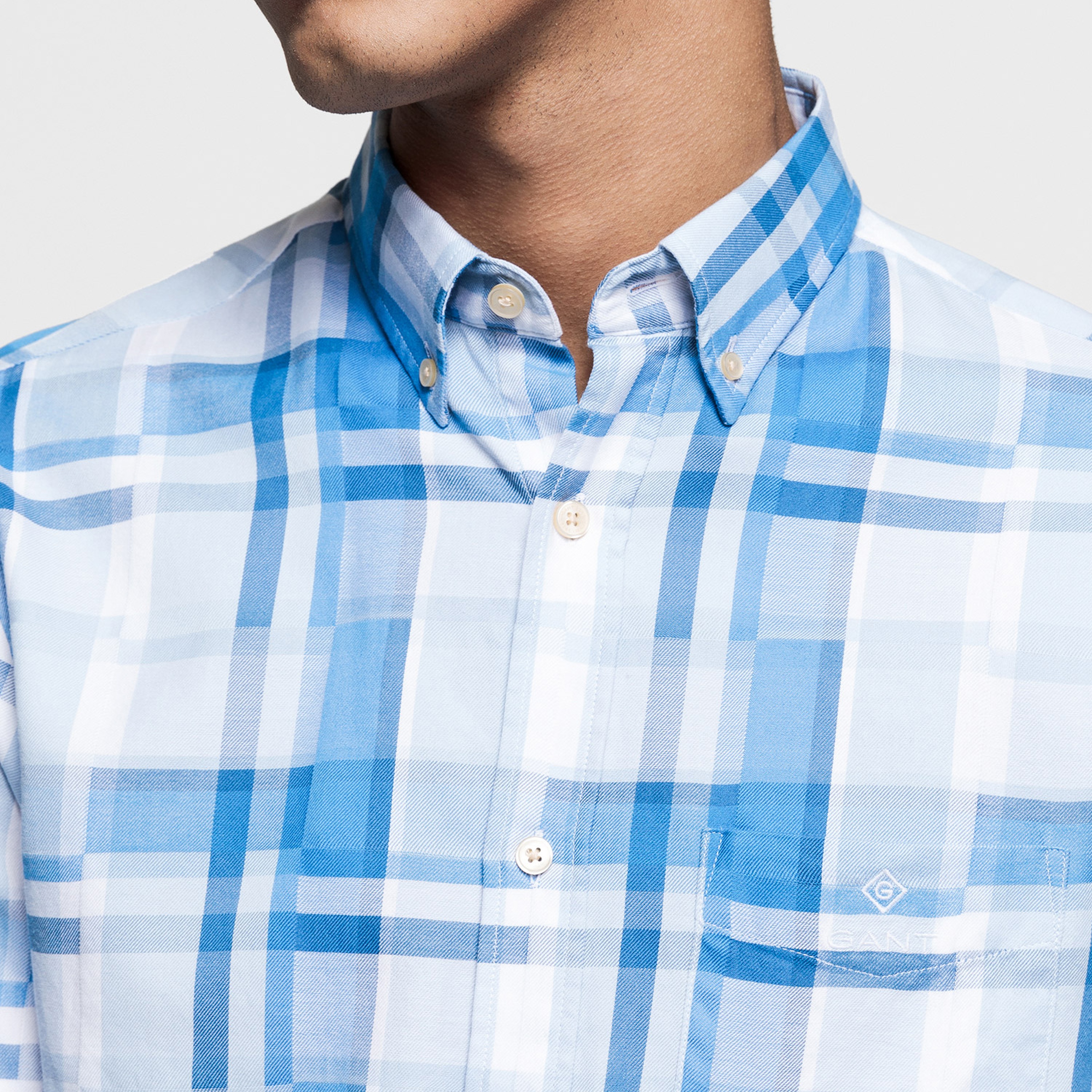 Gant Erkek Mavi Regular Fit Madras Irregular Gömlek