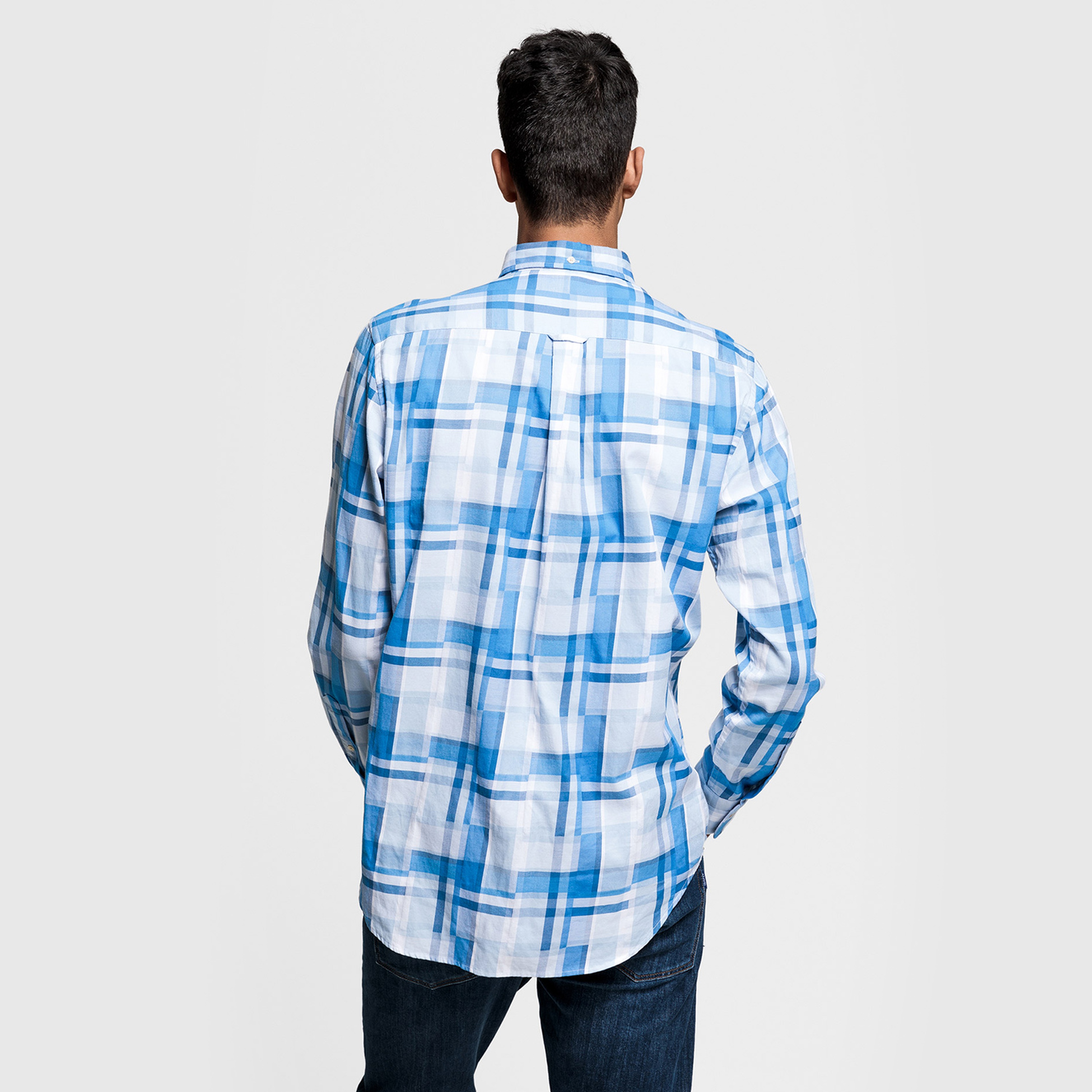 Gant Erkek Mavi Regular Fit Madras Irregular Gömlek