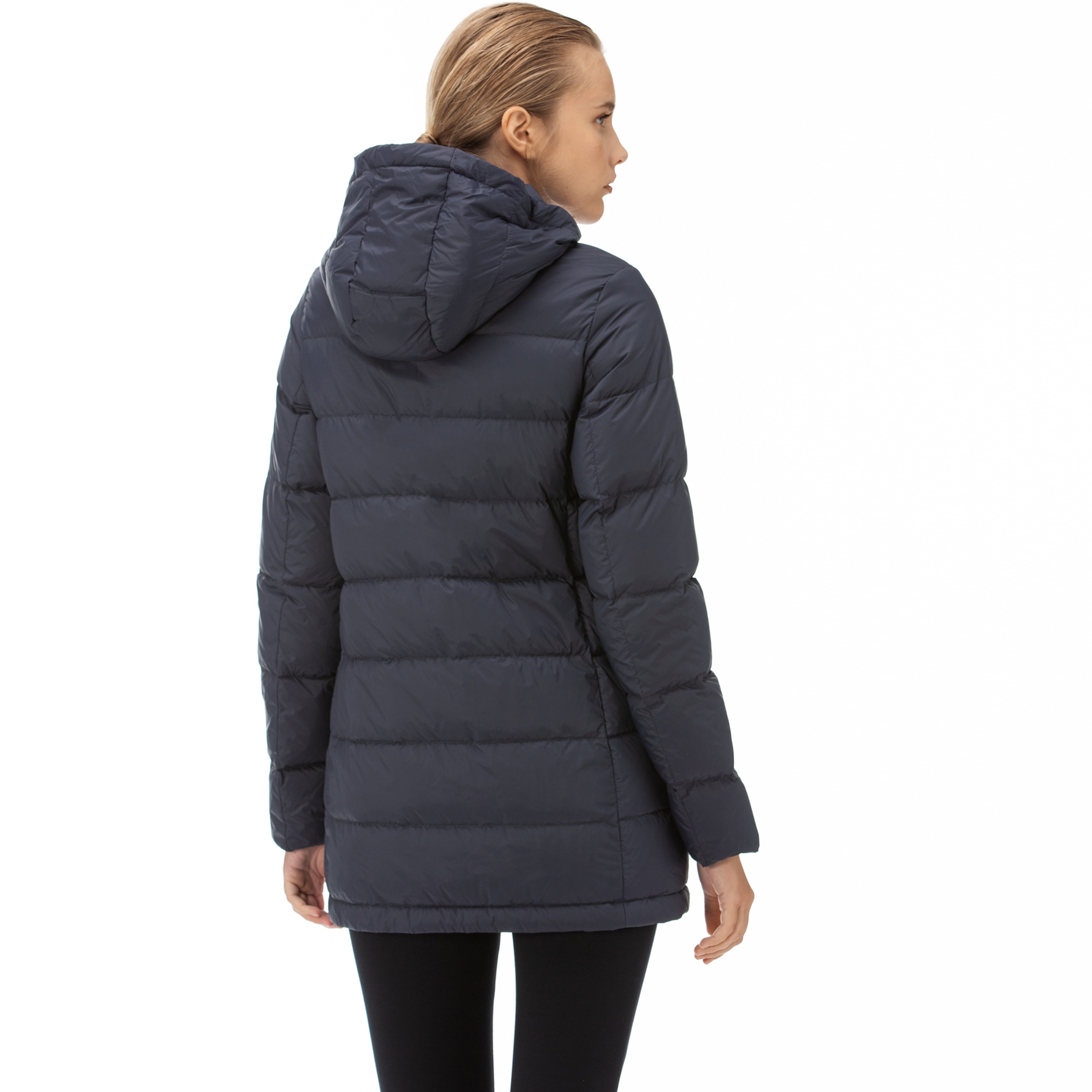 Lacoste Kadın Kapüşonlu Lacivert Kapitone Mont