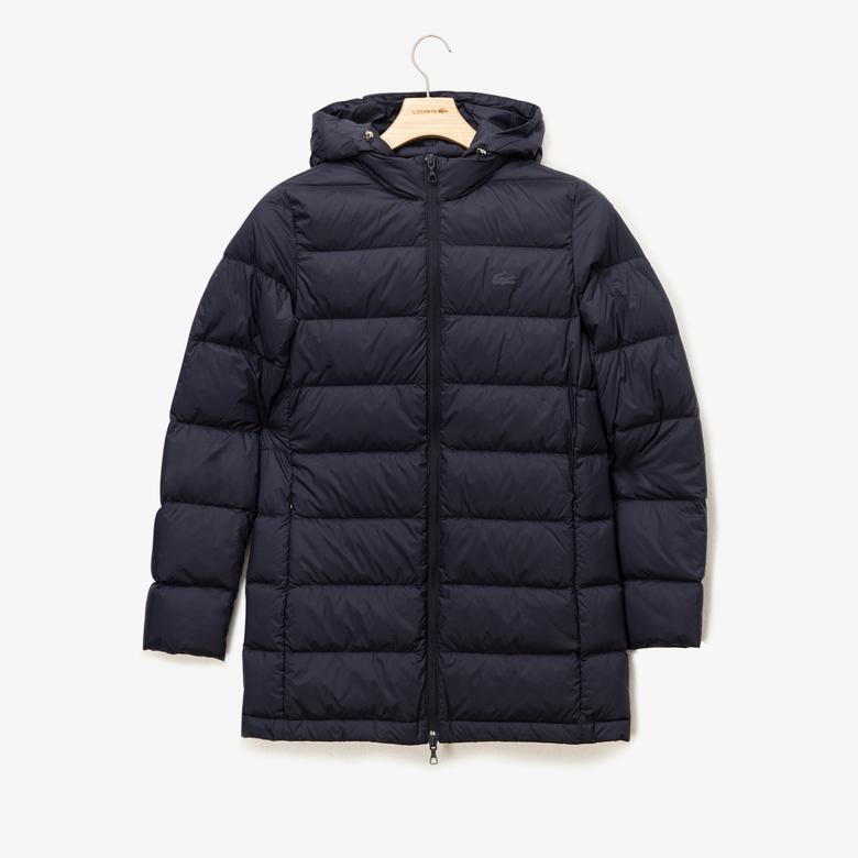 Lacoste Kadın Kapüşonlu Lacivert Kapitone Mont