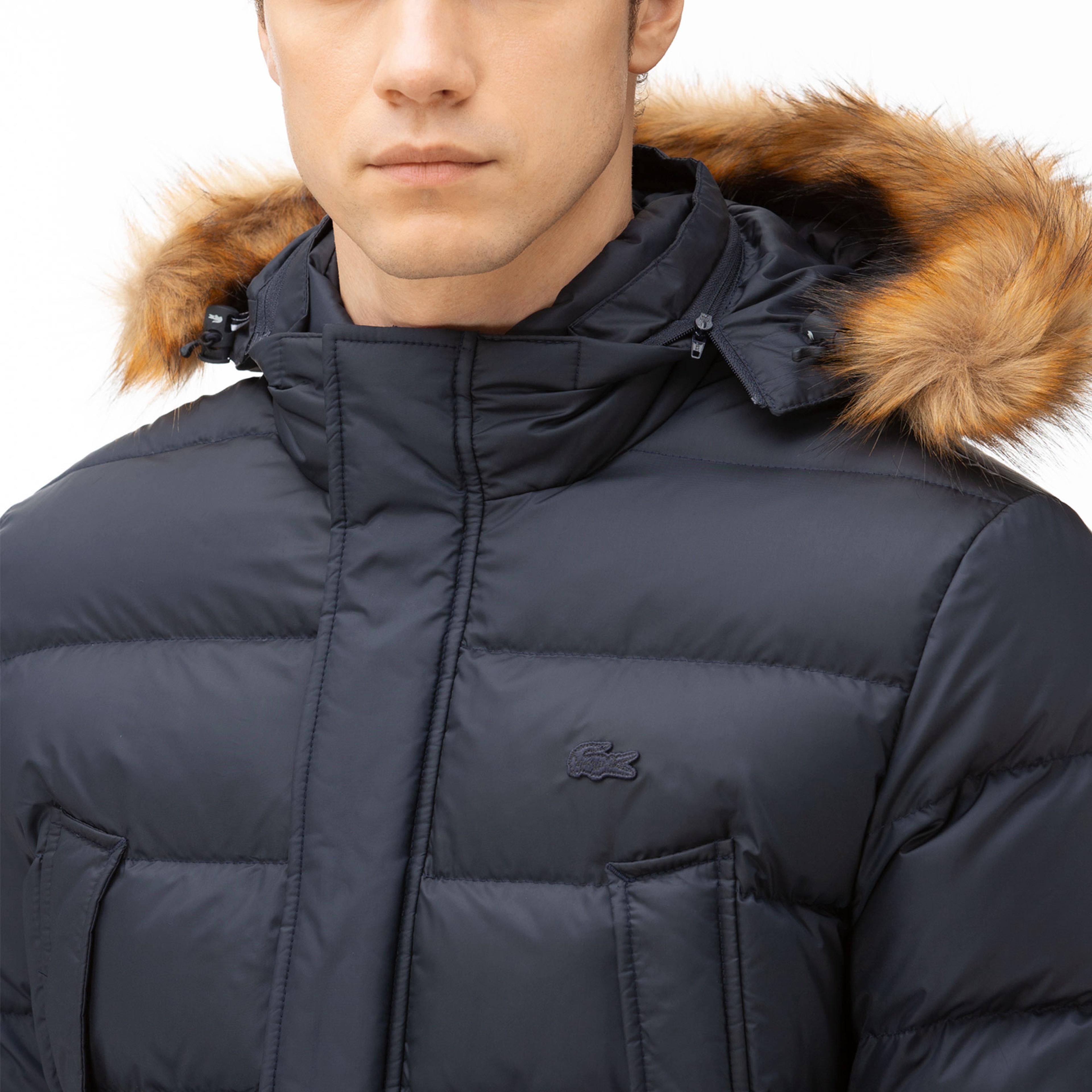 Lacoste Erkek Lacivert Kapitone Mont