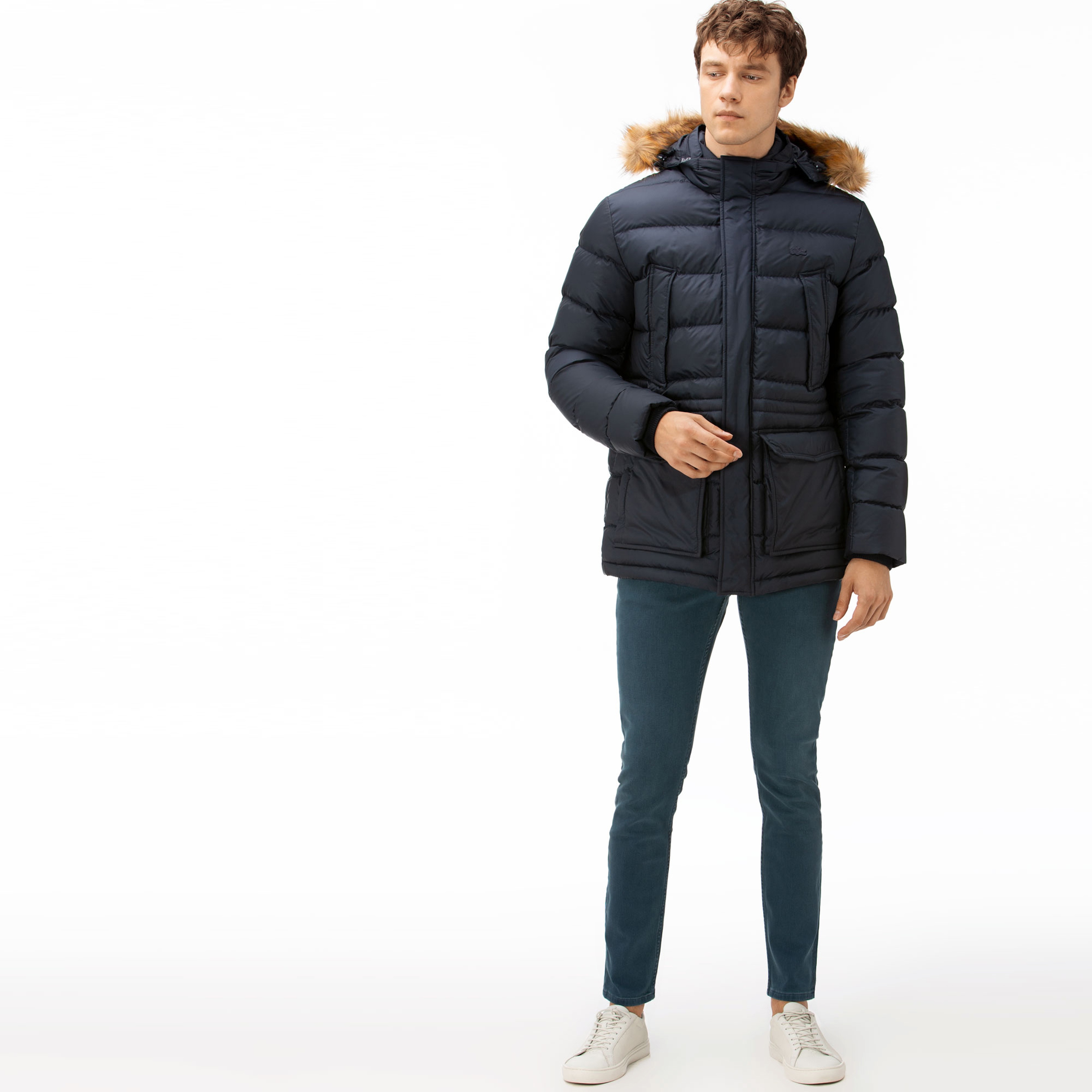 Lacoste Erkek Lacivert Kapitone Mont