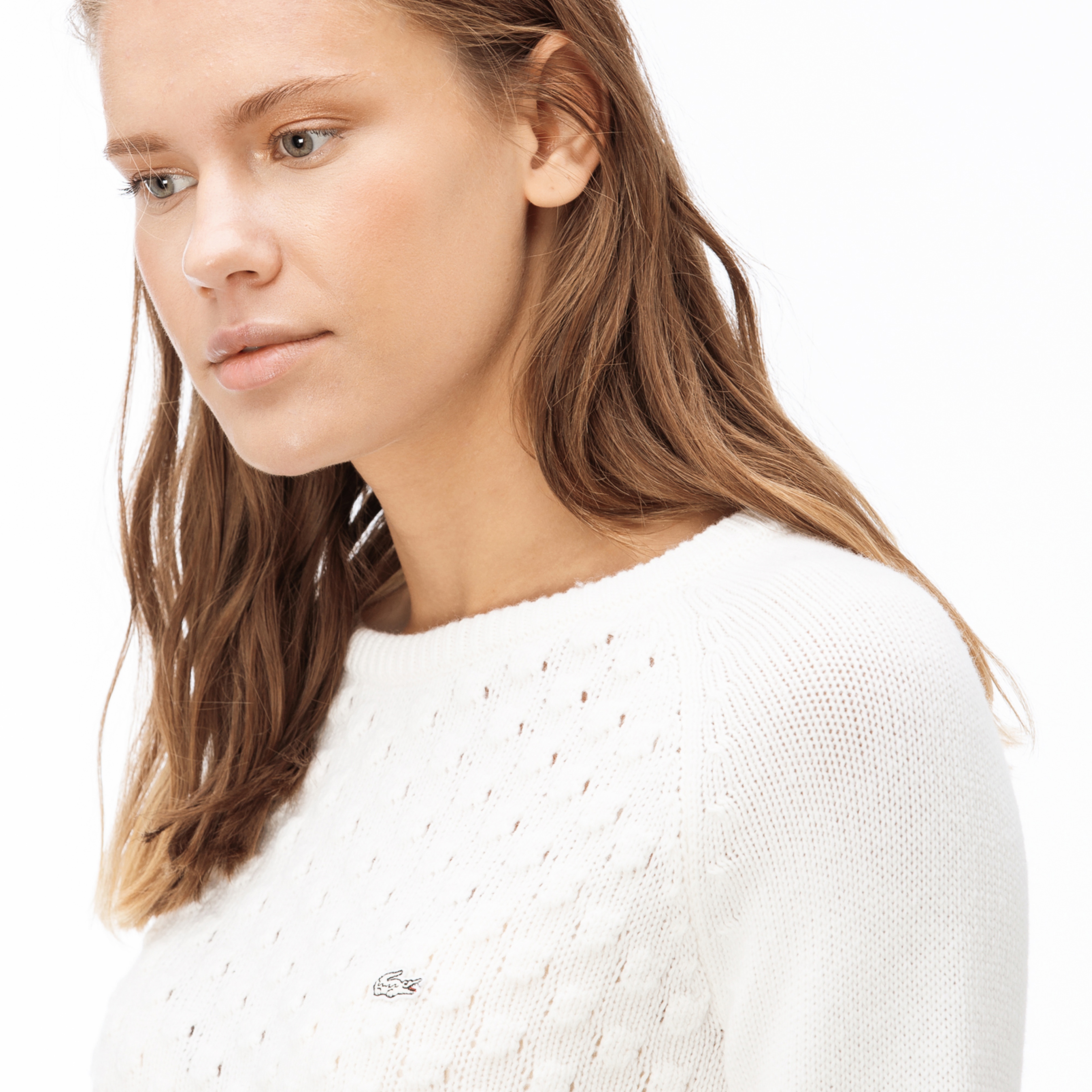 Lacoste Kadın Beyaz Triko Kazak