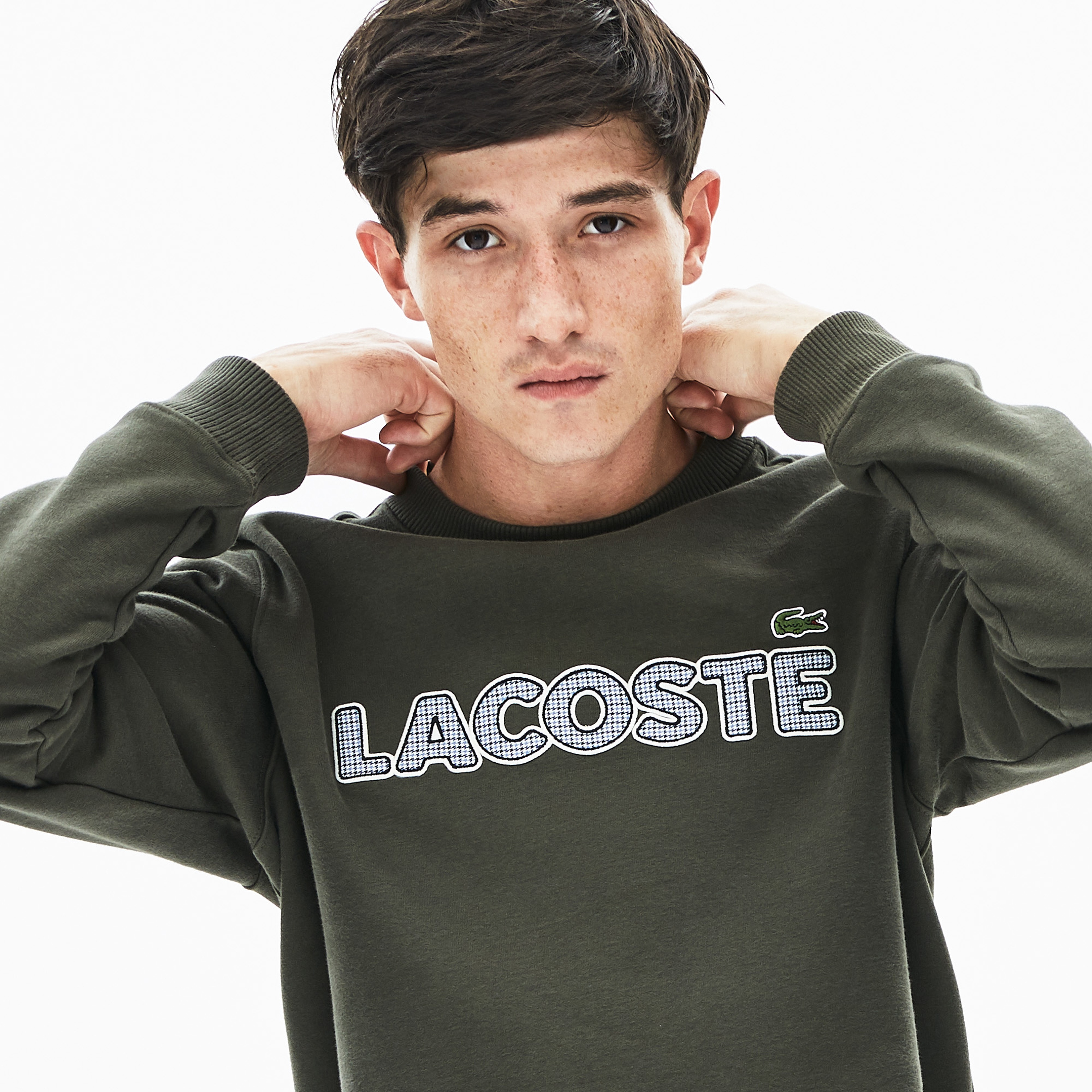 Lacoste Erkek Baskılı Bisiklet Yaka Yeşil Sweatshirt