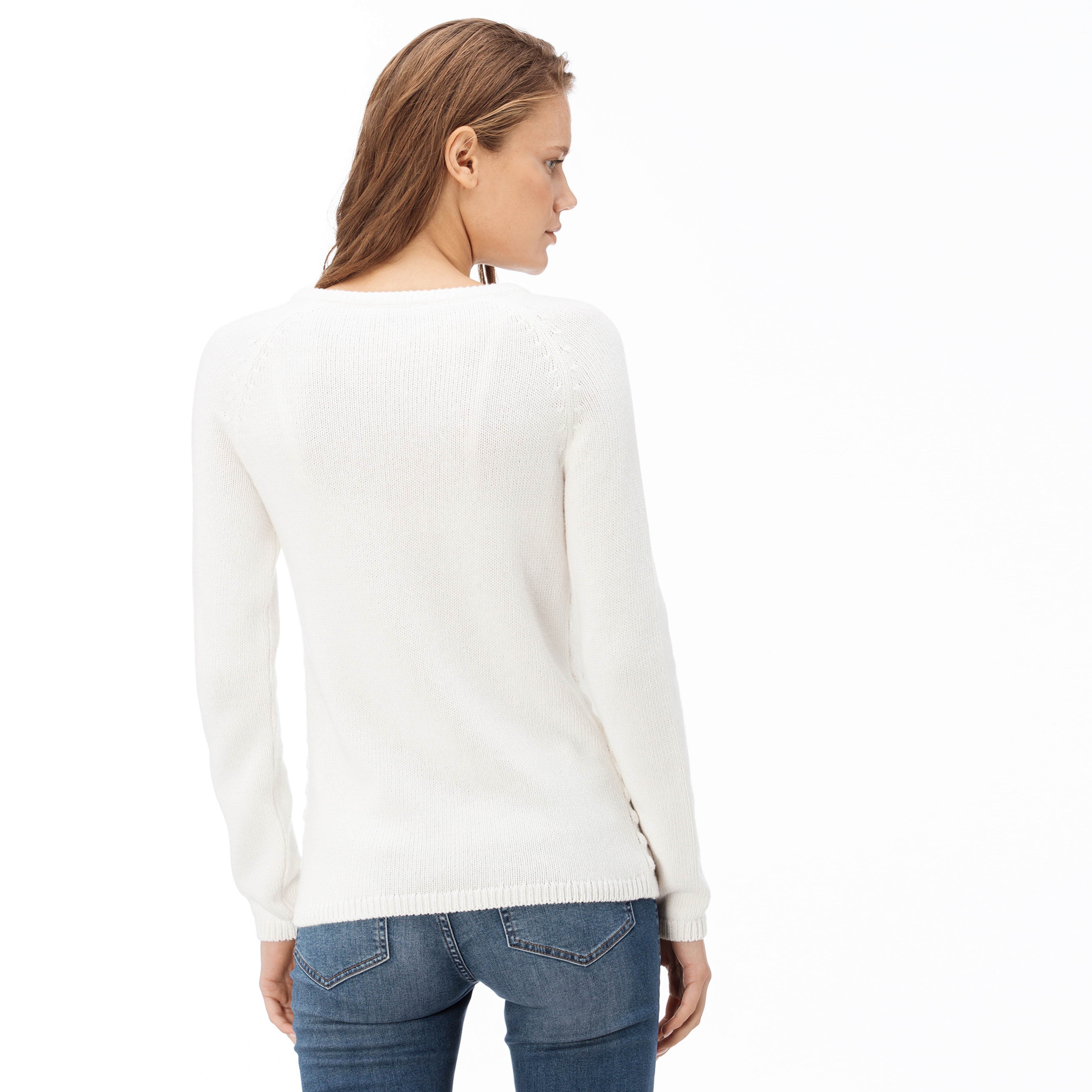 Lacoste Kadın Beyaz Triko Kazak