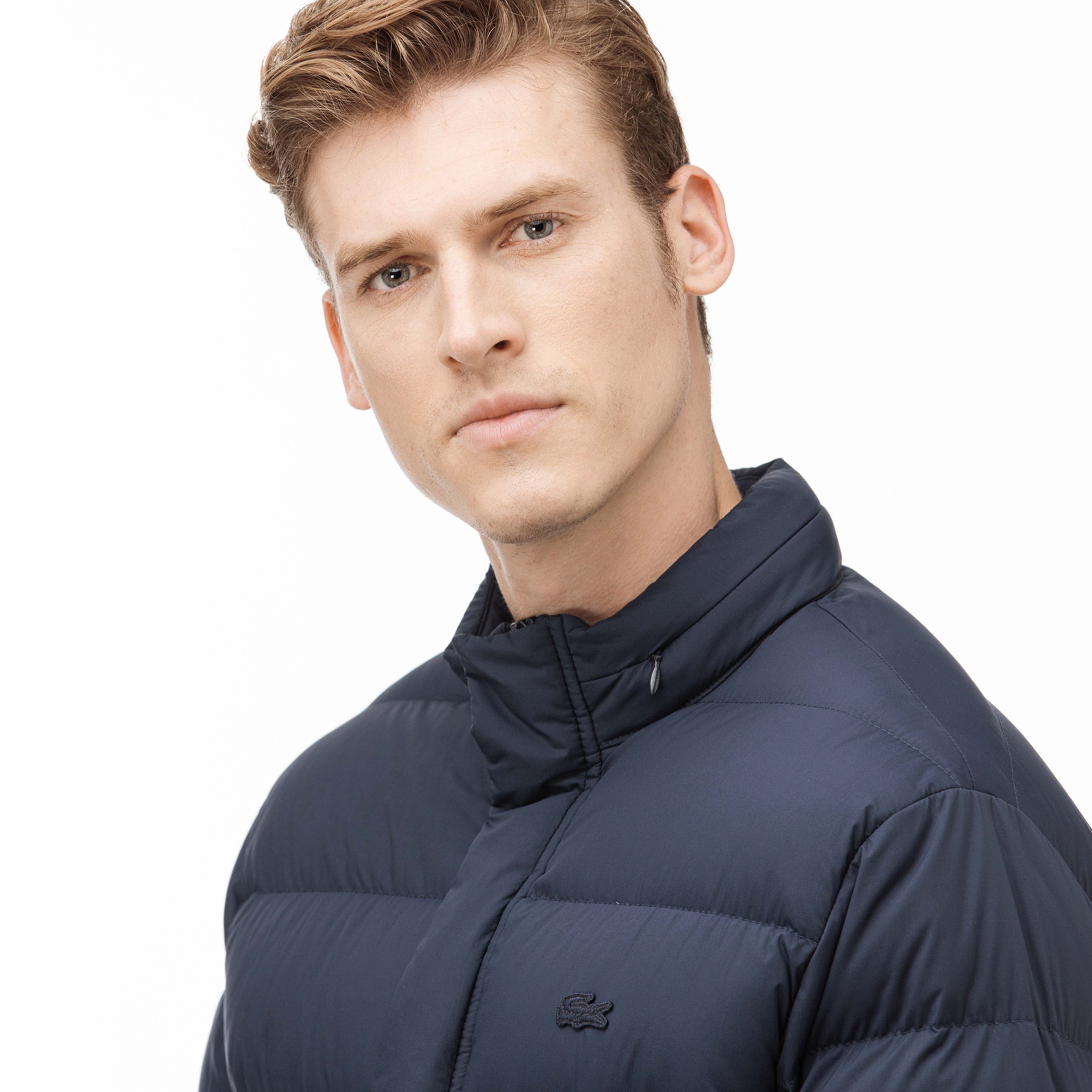 Lacoste Erkek Lacivert Kapitone Kaz Tüyü Mont