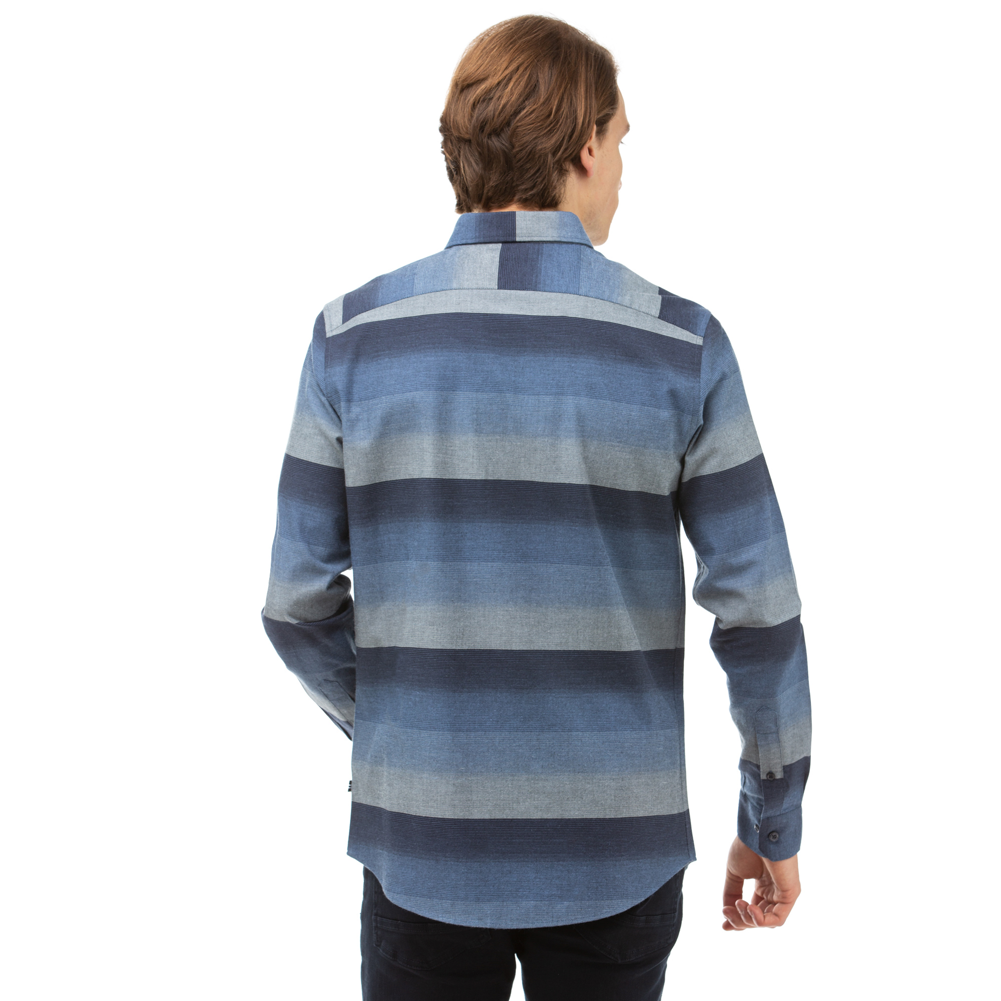 NAUTICA Erkek Lacivert Slim Fit Blok Desenli Gömlek