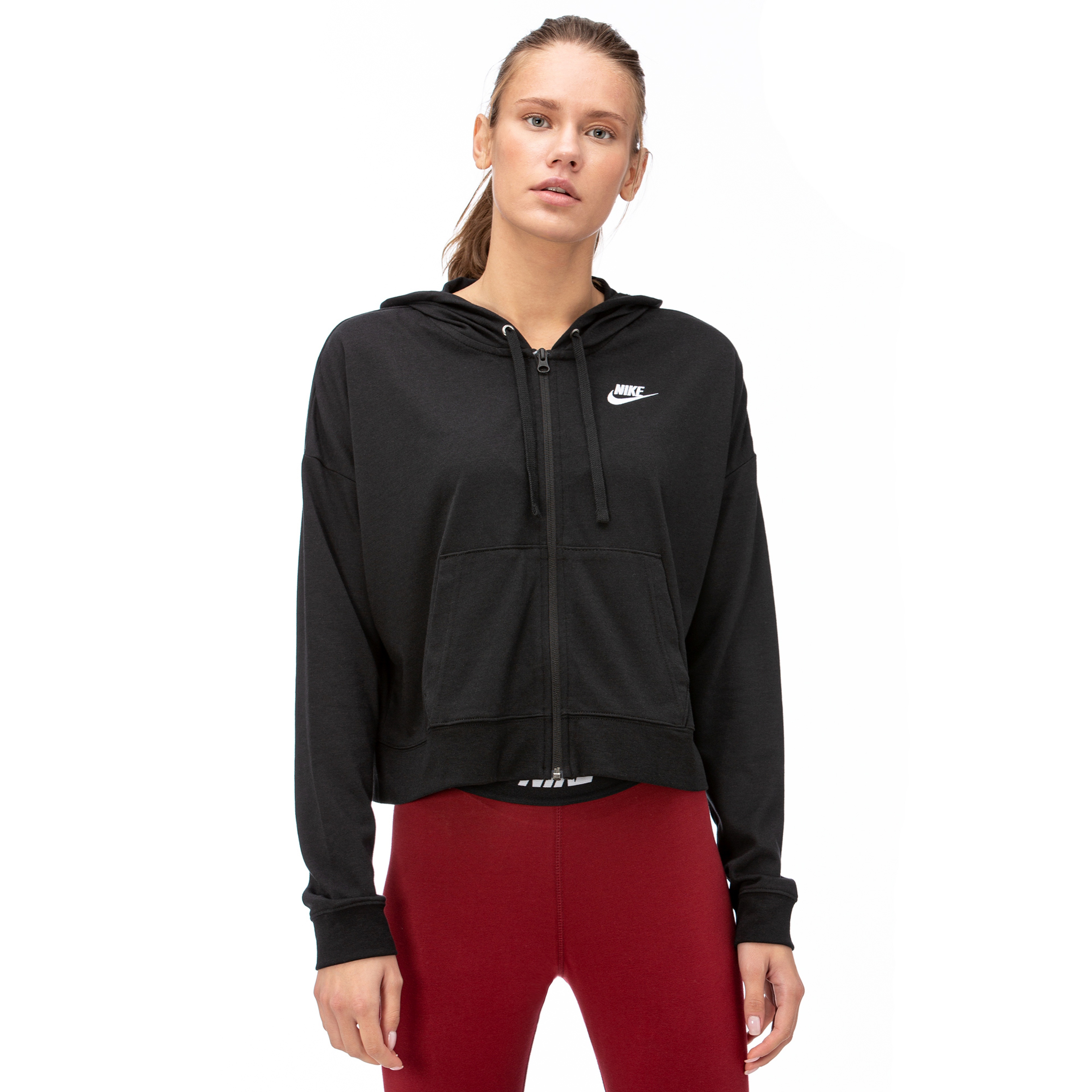 Nike Hoodie Fz Jrsy New Kadın Siyah Fermuarlı Sweatshirt