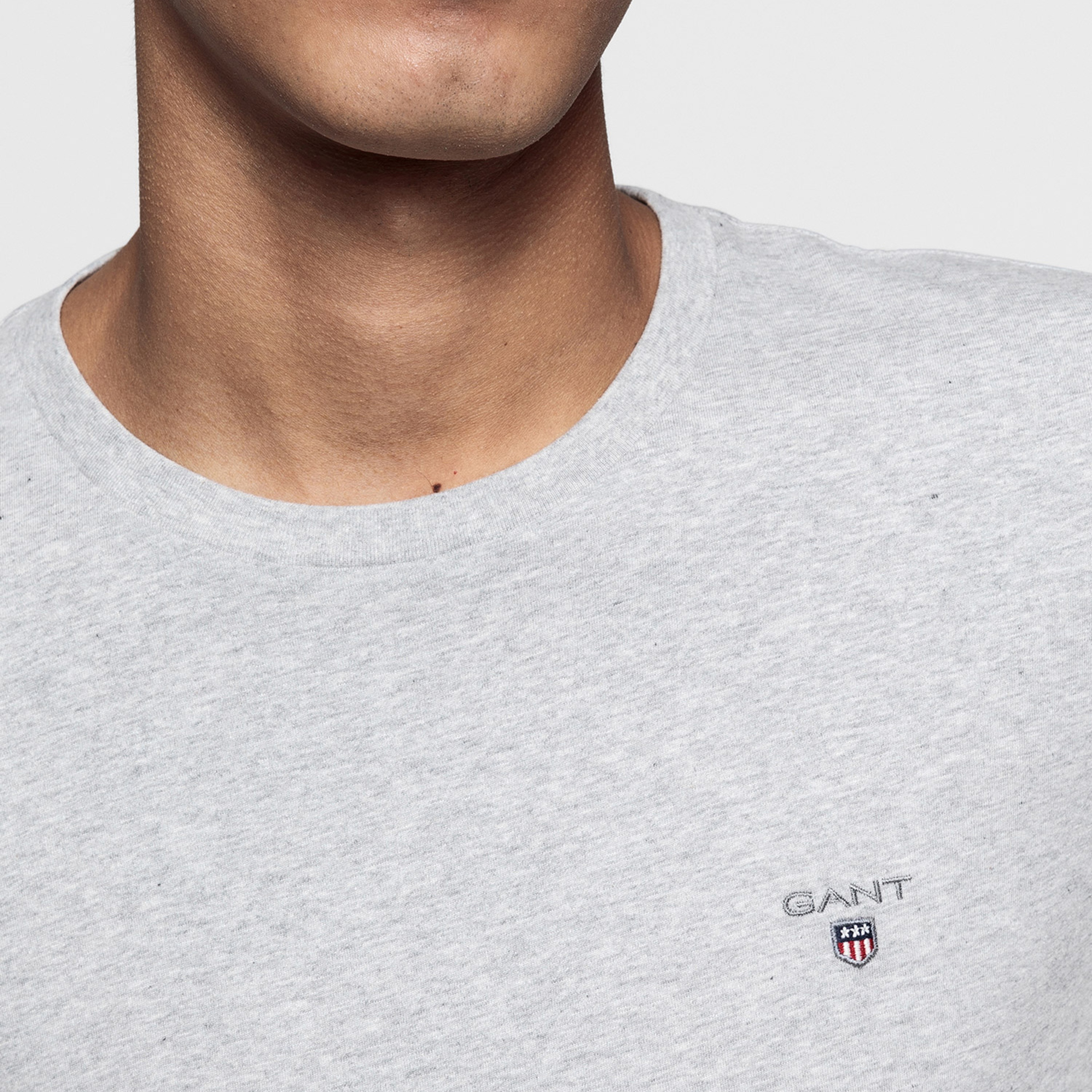 GANT Erkek Gri Regular Fit Bisiklet Yaka T-Shirt