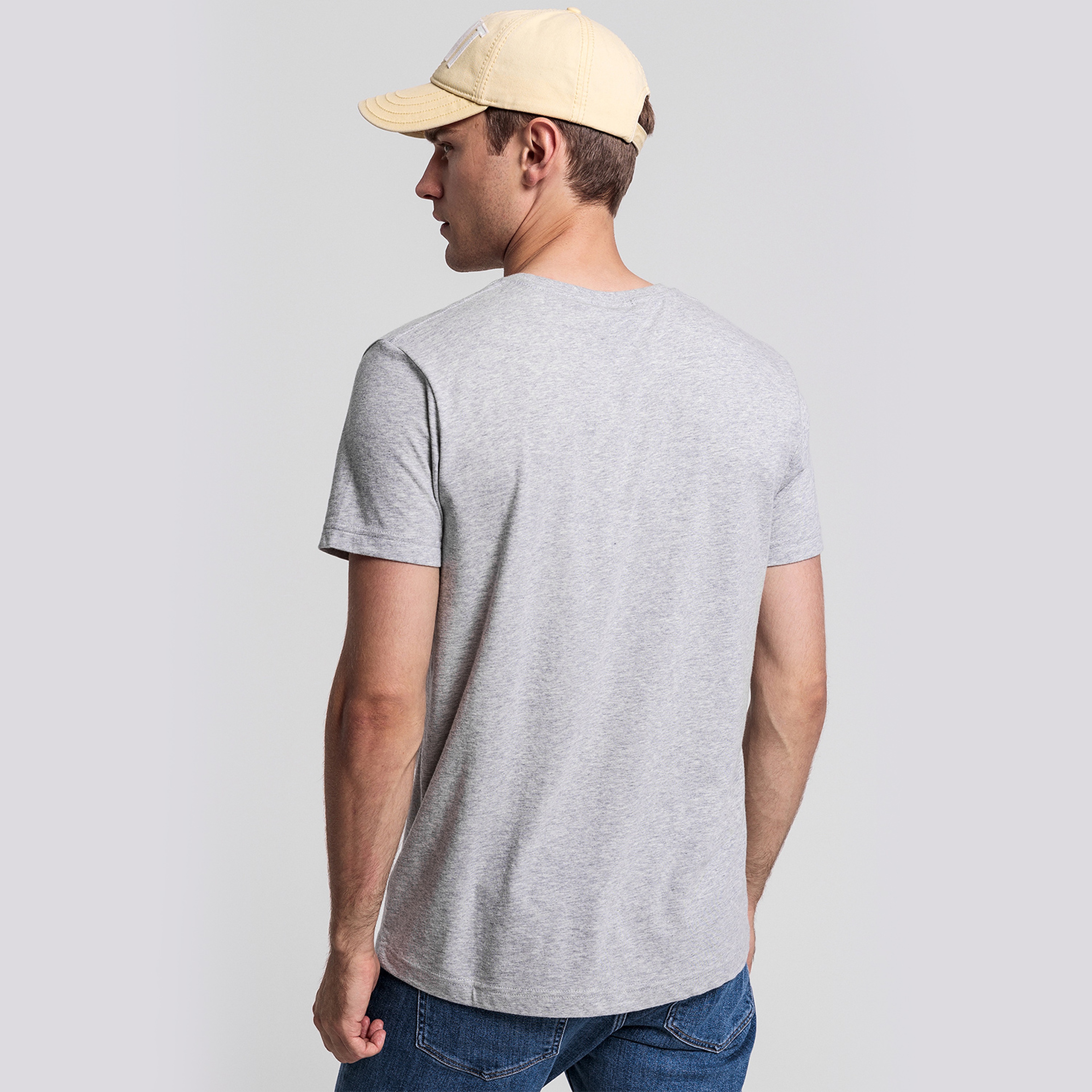 GANT Erkek Gri Regular Fit Bisiklet Yaka T-Shirt