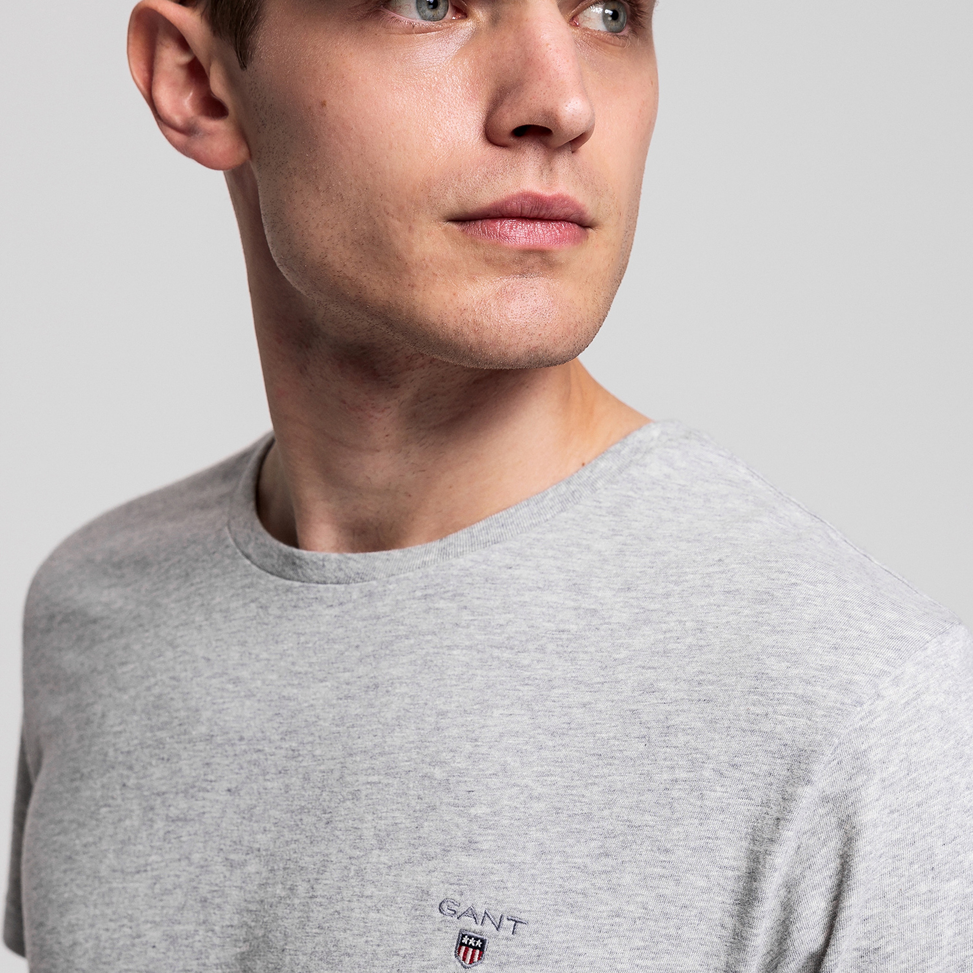 GANT Erkek Gri Regular Fit Bisiklet Yaka T-Shirt