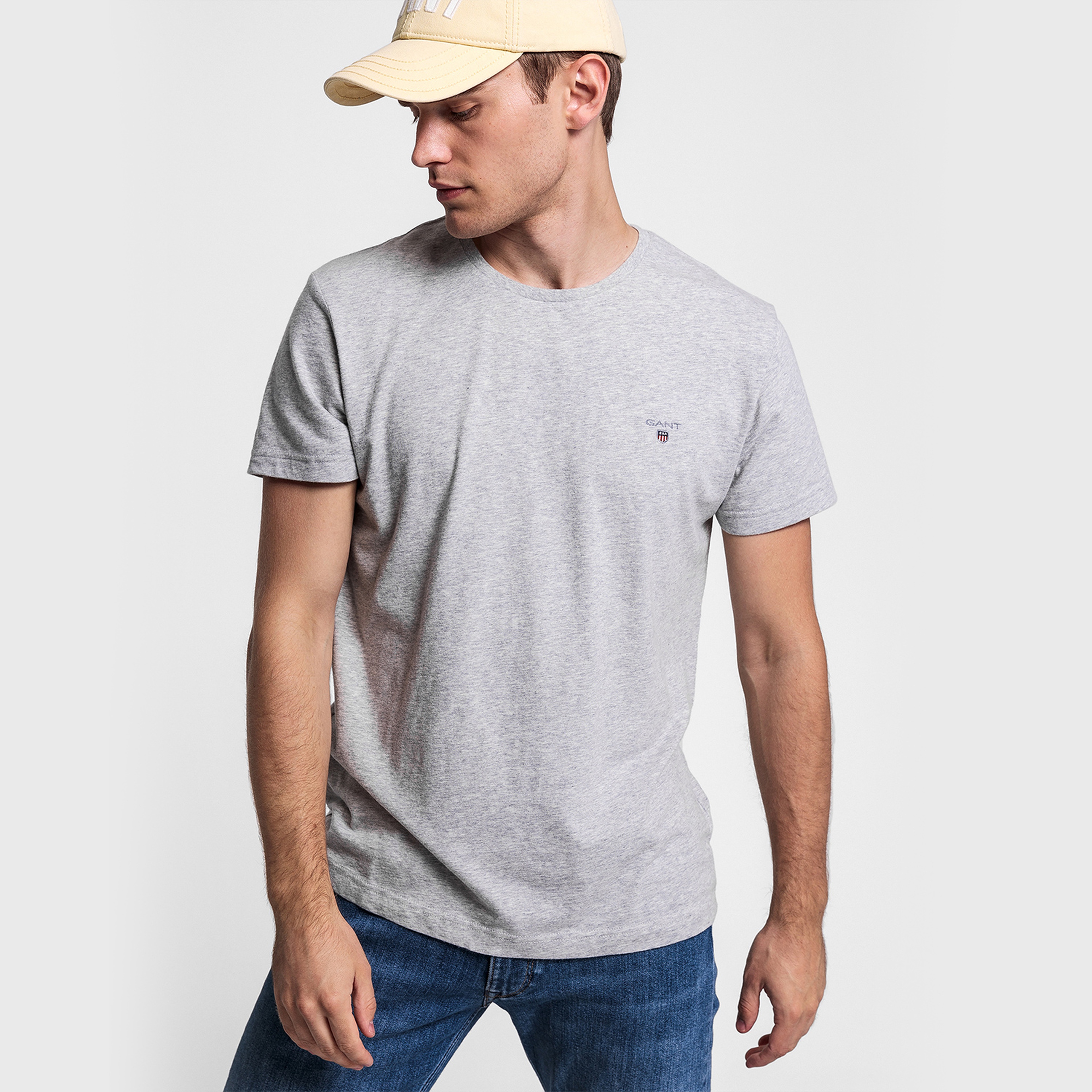 GANT Erkek Gri Regular Fit Bisiklet Yaka T-Shirt