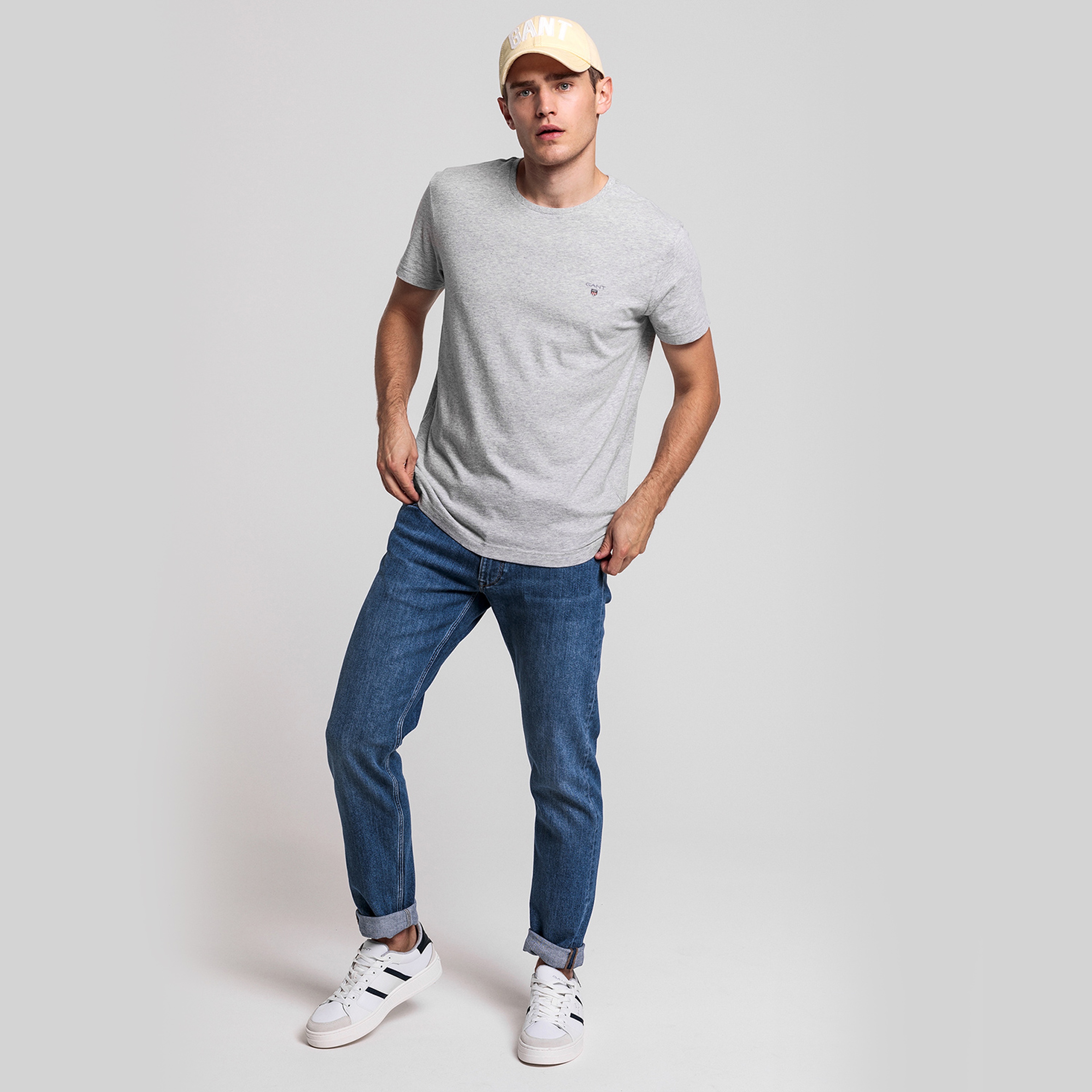 GANT Erkek Gri Regular Fit Bisiklet Yaka T-Shirt