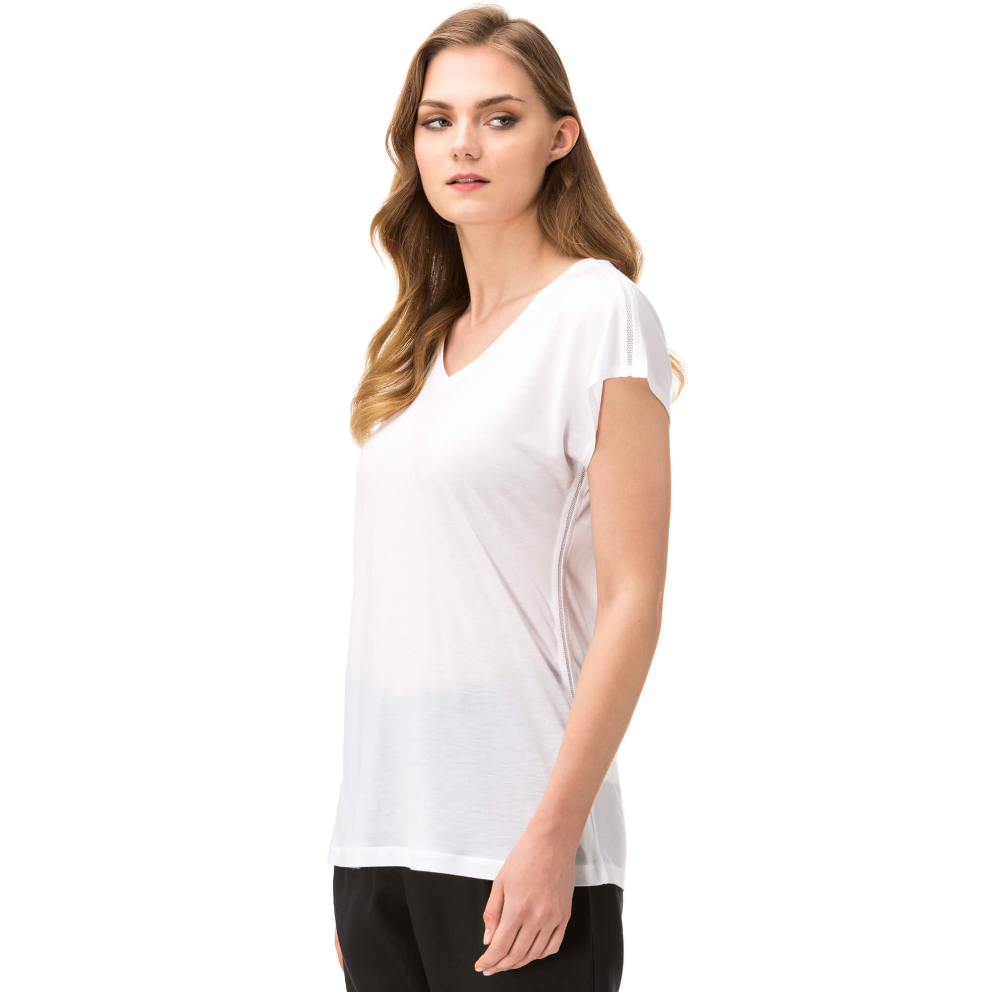 NAUTICA KADIN BEYAZ KISA KOLLU V YAKA T-SHIRT