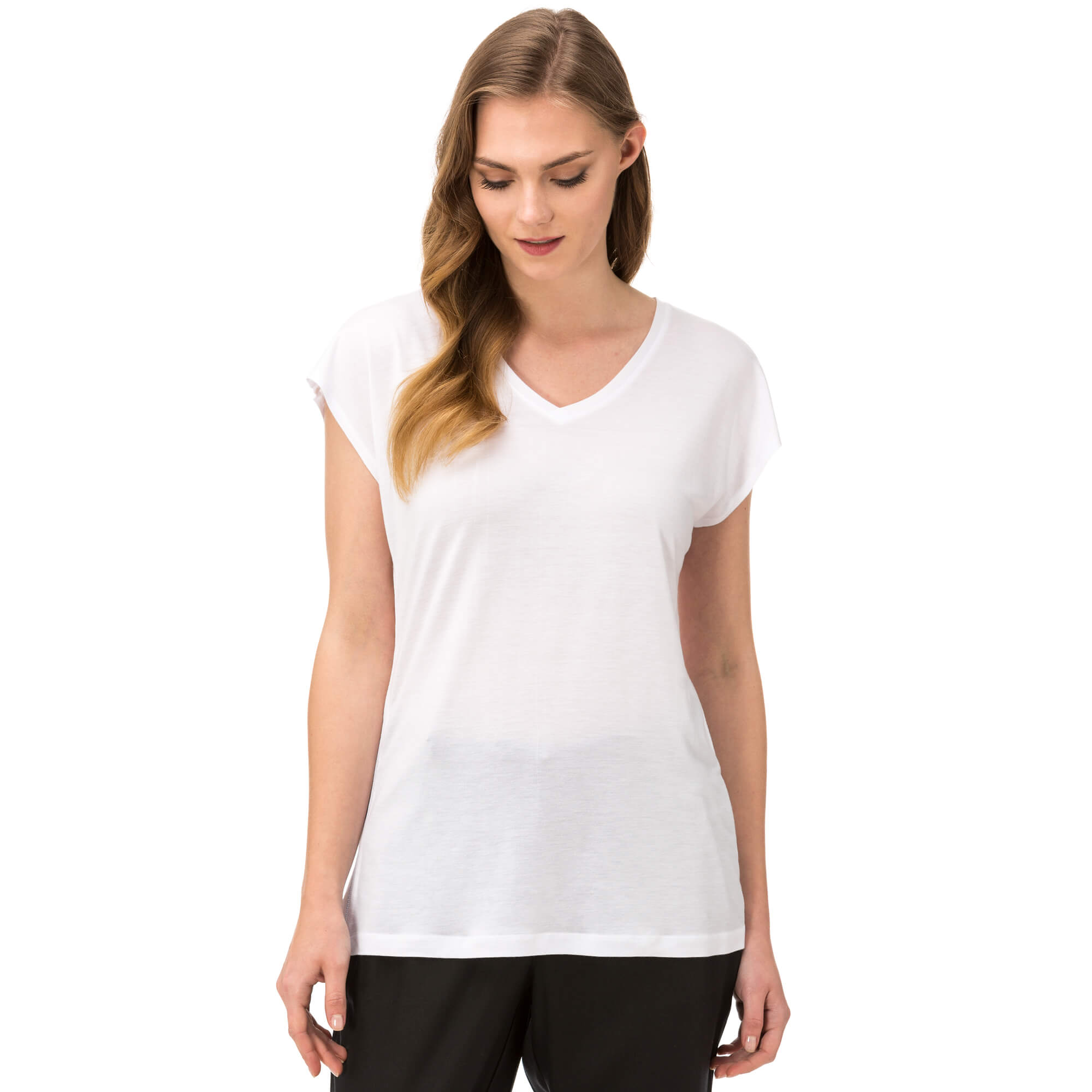 NAUTICA KADIN BEYAZ KISA KOLLU V YAKA T-SHIRT